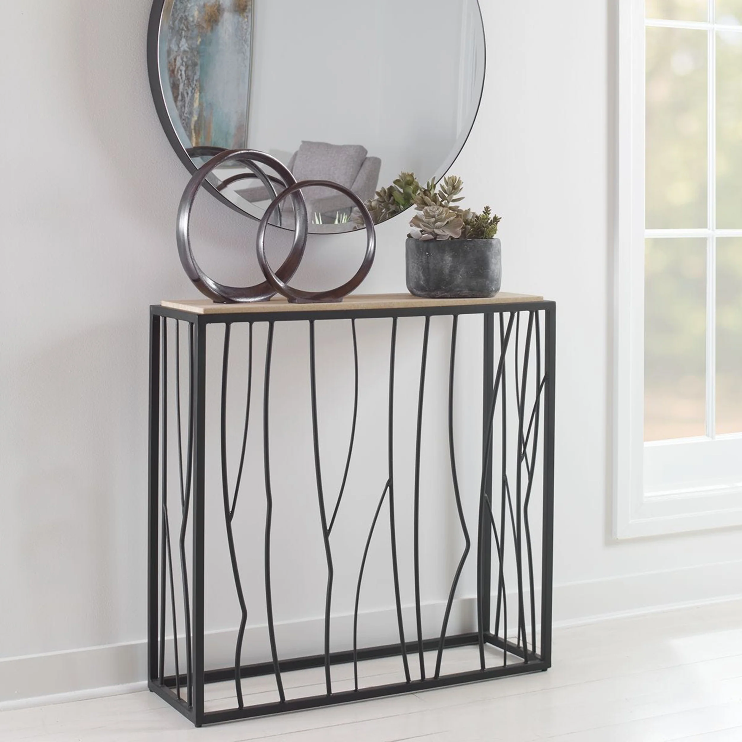 Reed Console Table, Dark Iron - Image 5