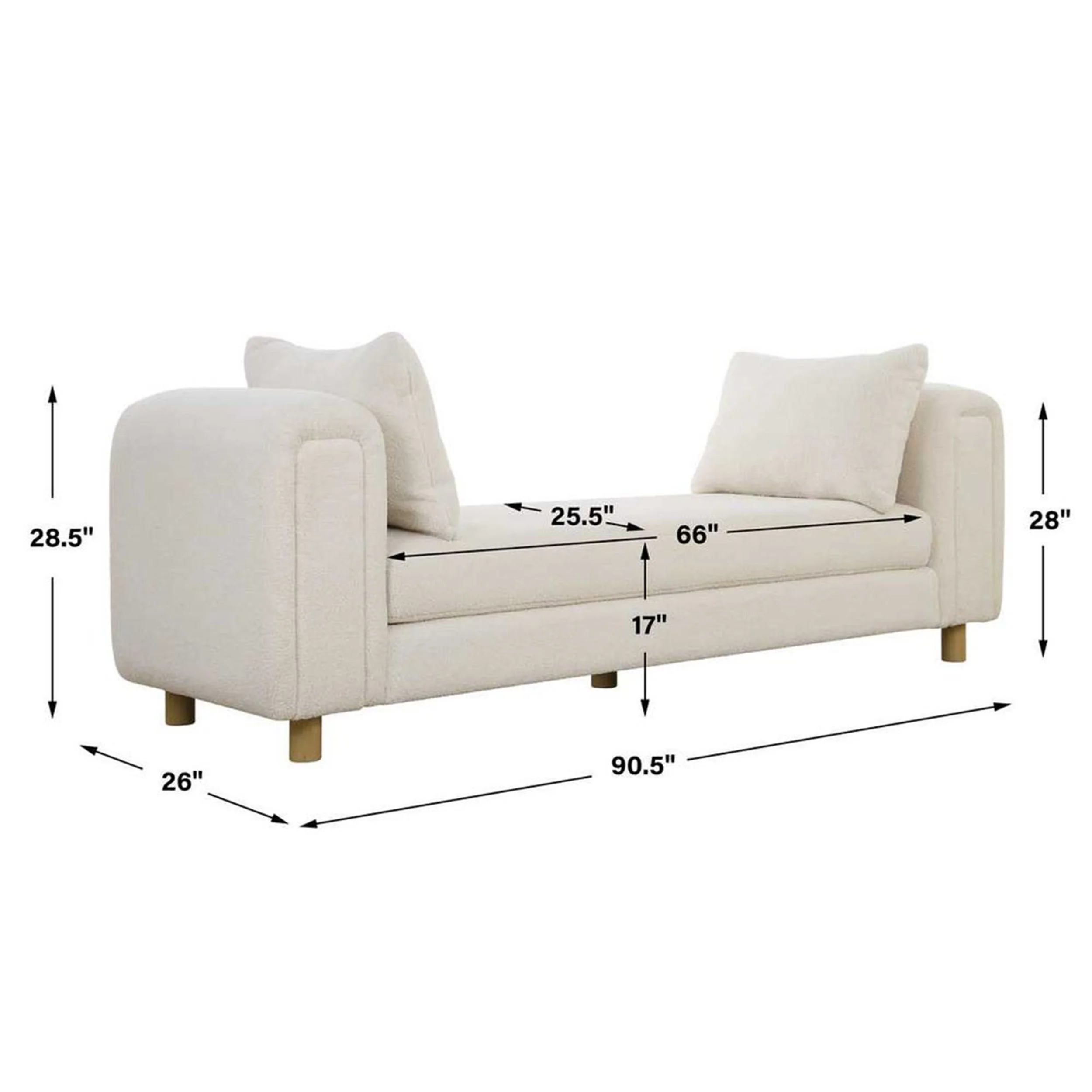 Repose Oversized Bench, Ivory - Image 6
