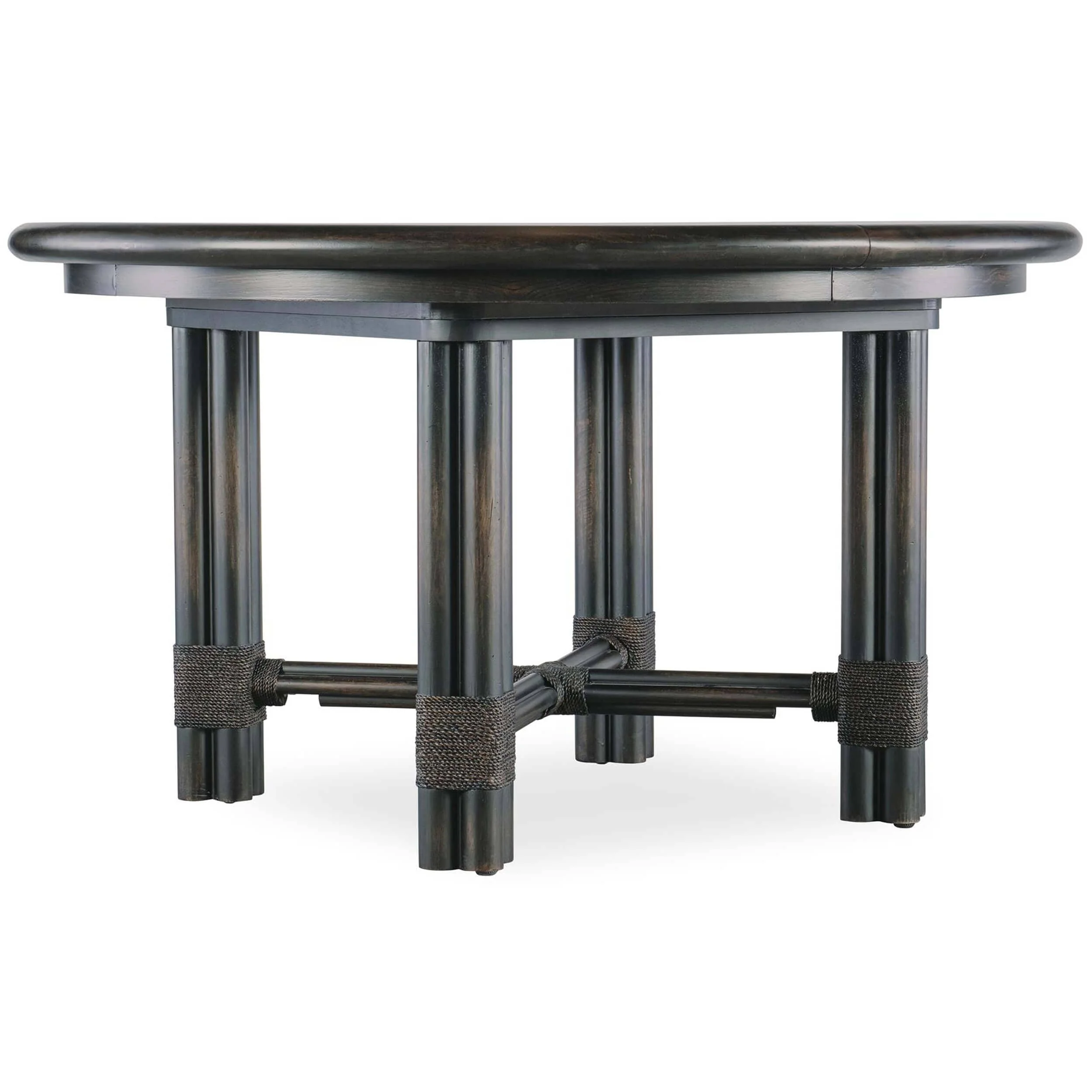 Retreat Pole Rattan Round Dining Table, Black Sand