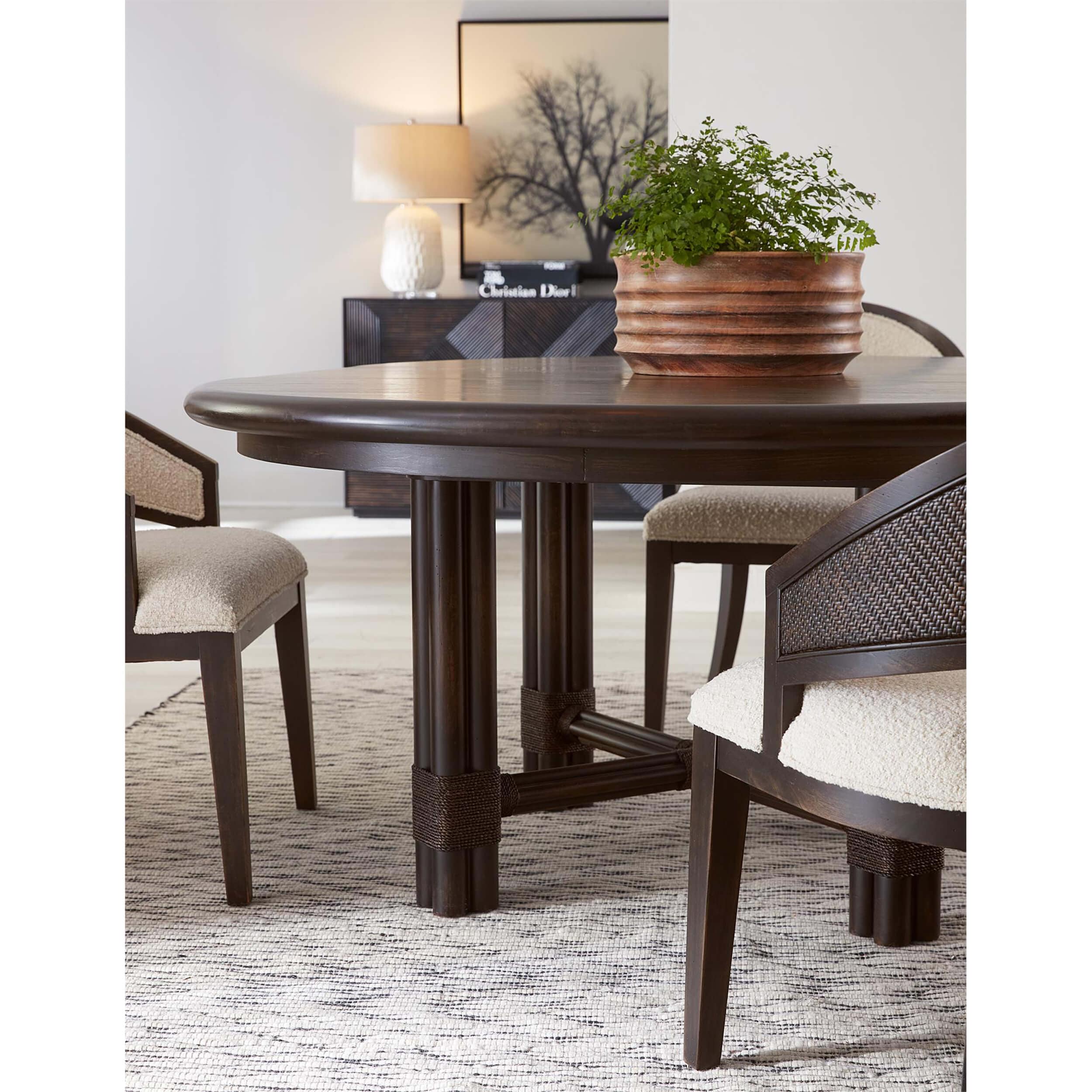 Retreat Pole Rattan Round Dining Table, Black Sand - Image 5