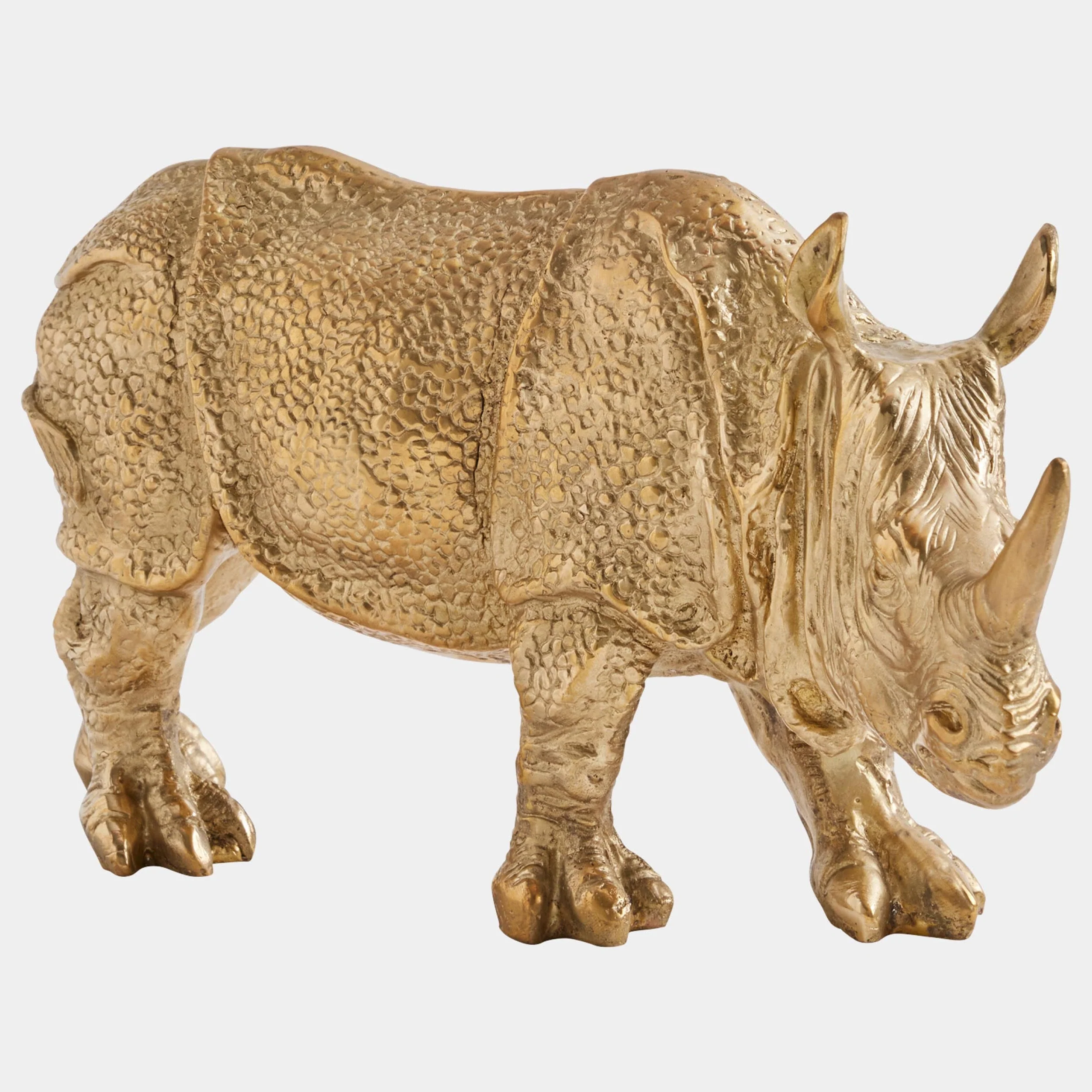 Rhino Sculpture, Brass - Image 2