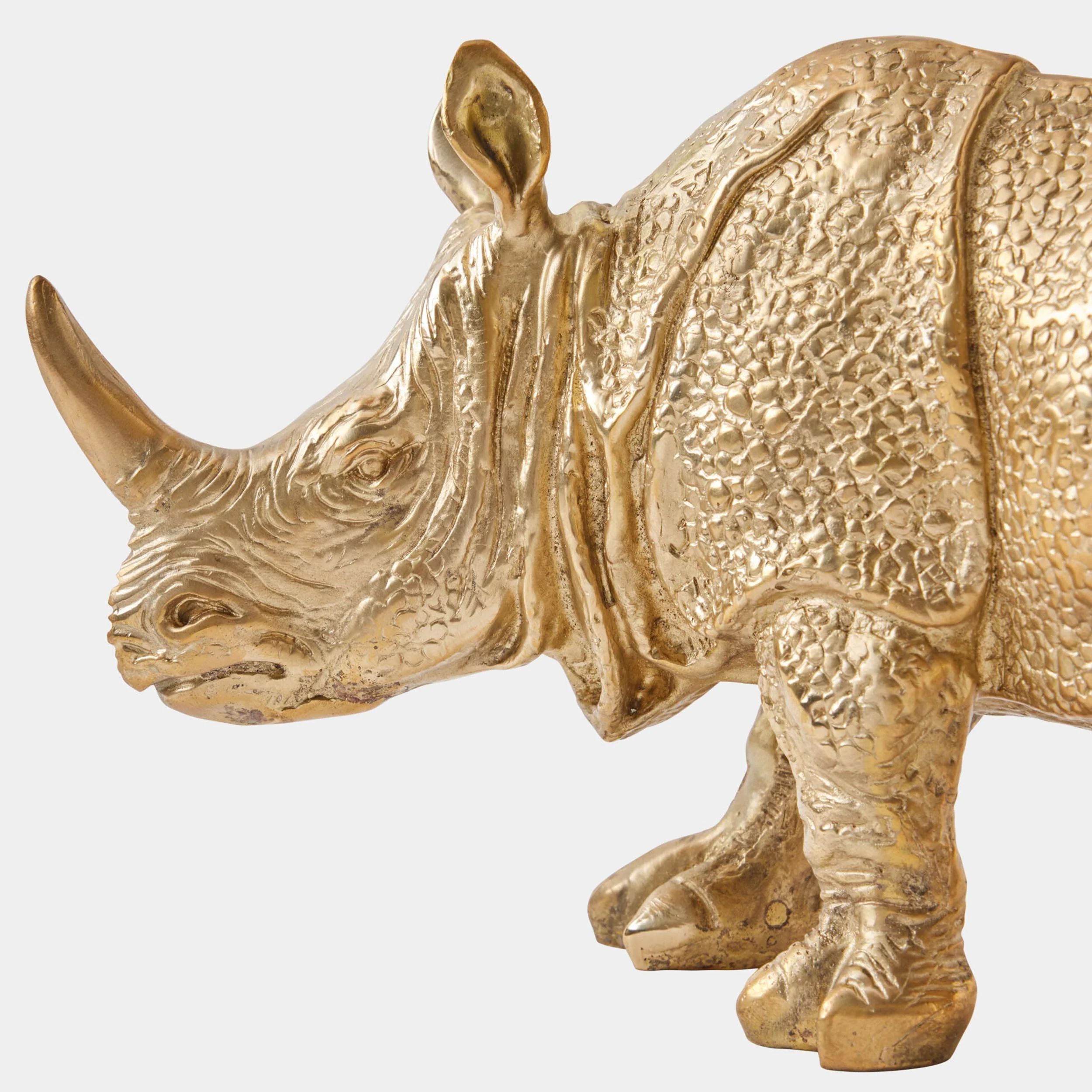 Rhino Sculpture, Brass - Image 4