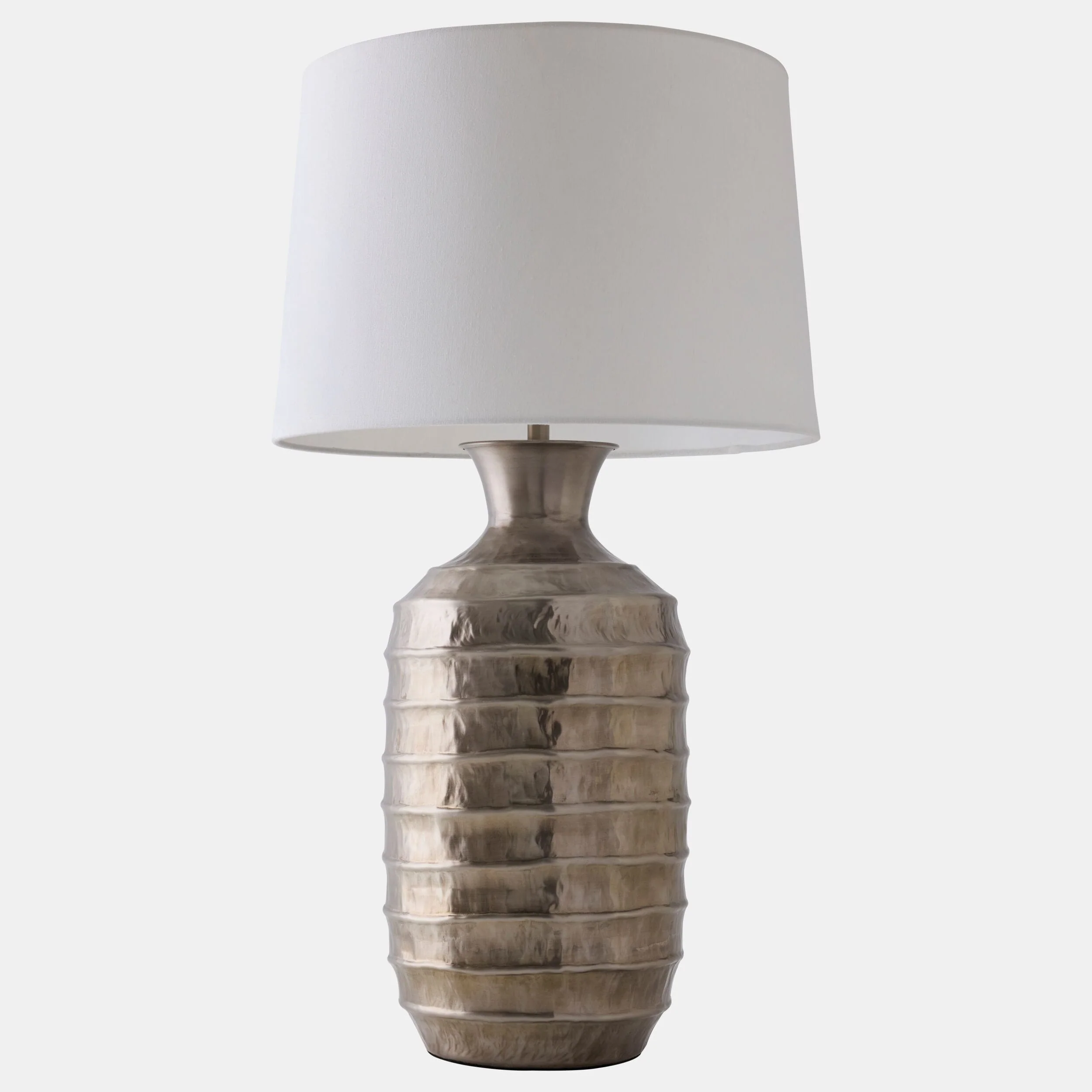 Ribbed Table Lamp, Antique Silver