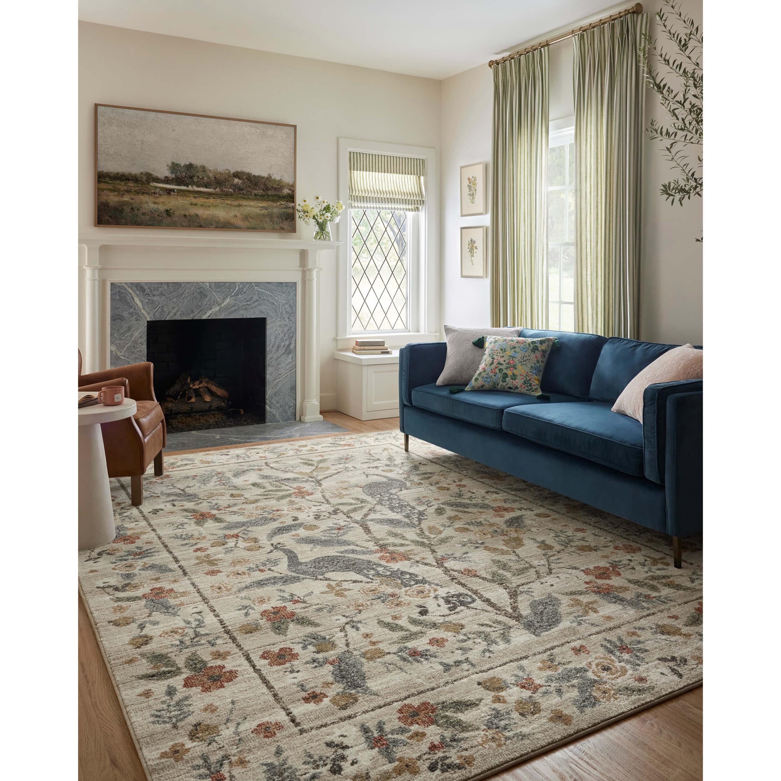 Rifle Paper Co. x Loloi Rug Laurel LAU-05, Peacock Garden Cream - Image 3