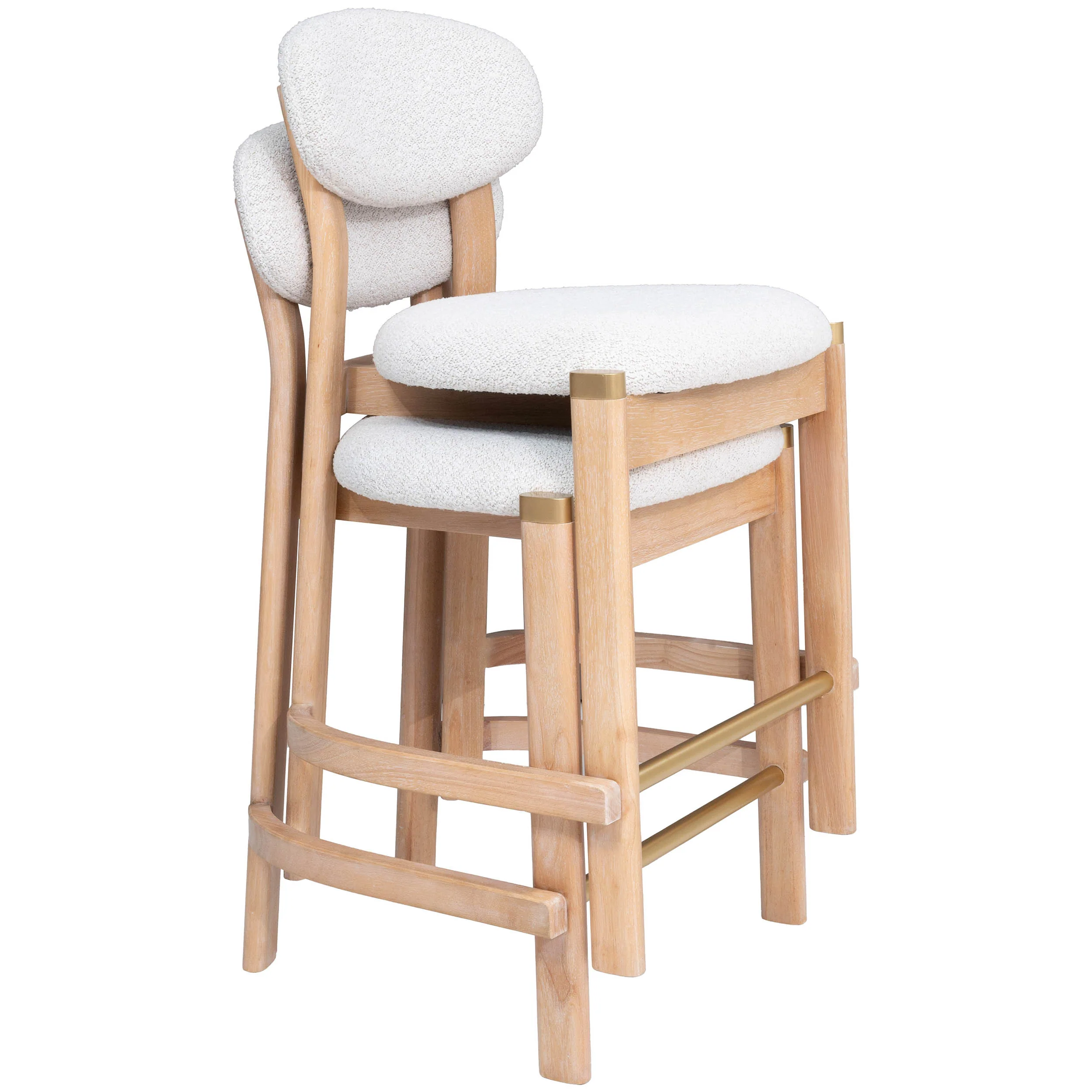 Rilou Bar & Counter Stool, White/Natural - Image 6