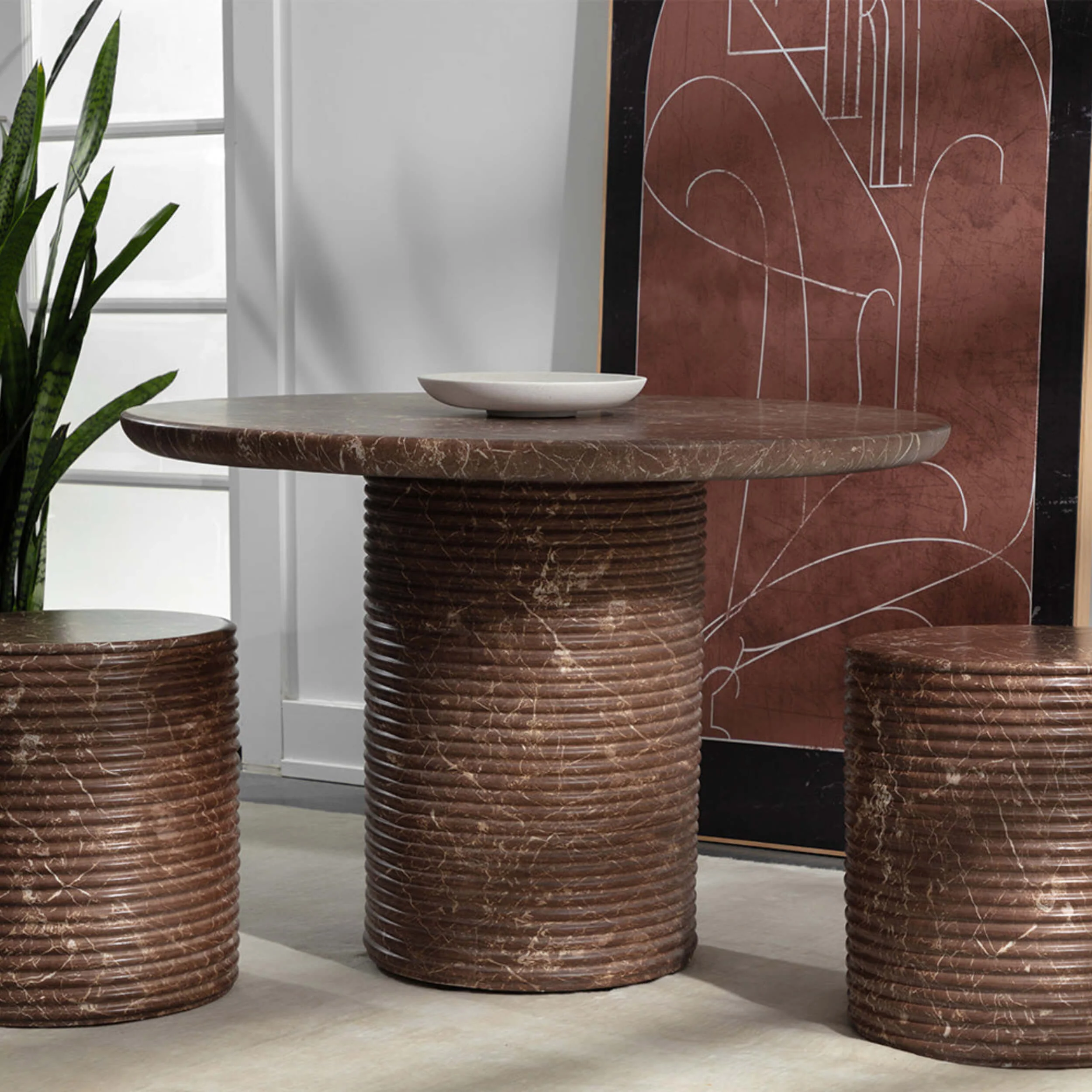 Riva Stool, Mocha Marble Look - Image 4