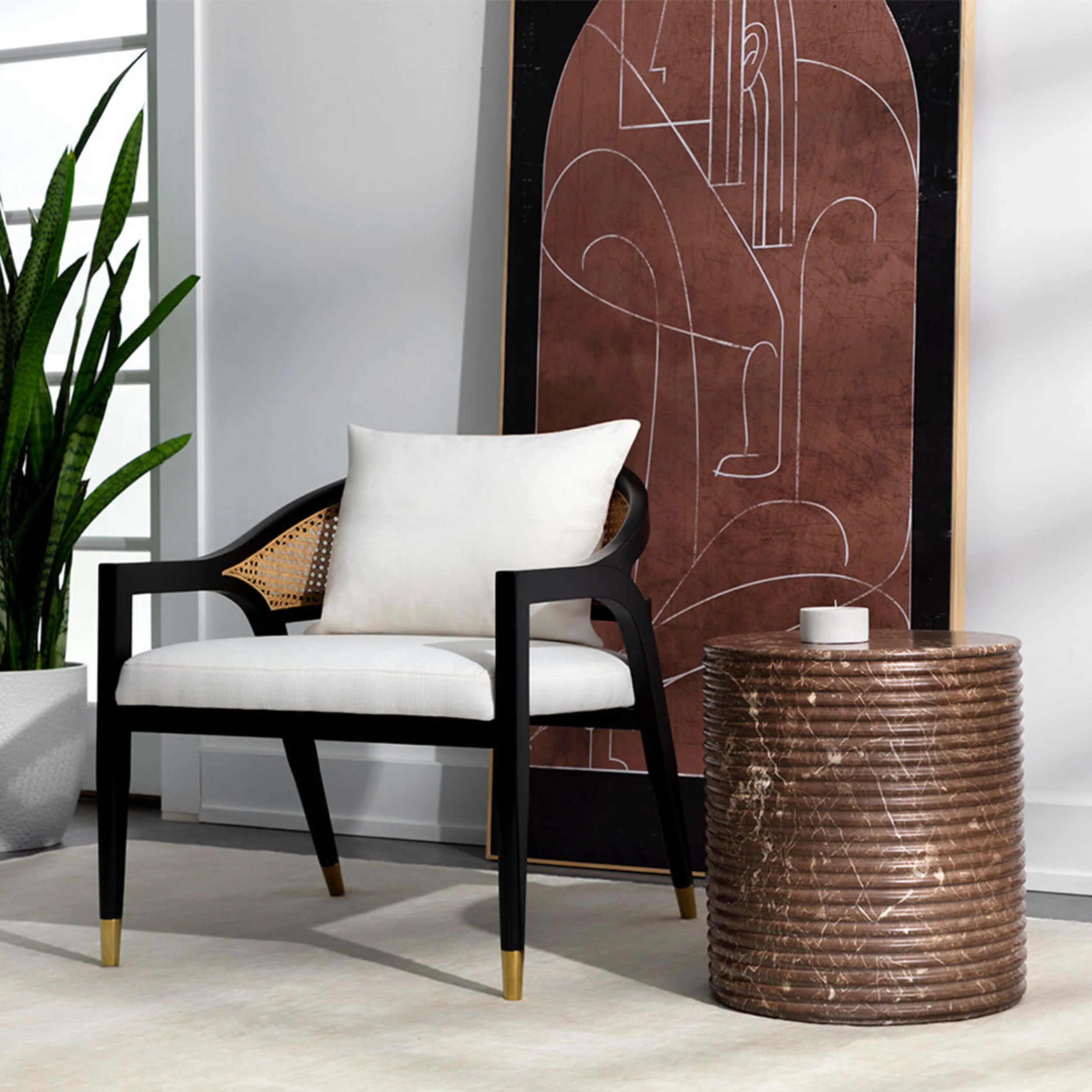 Riva Stool, Mocha Marble Look - Image 5