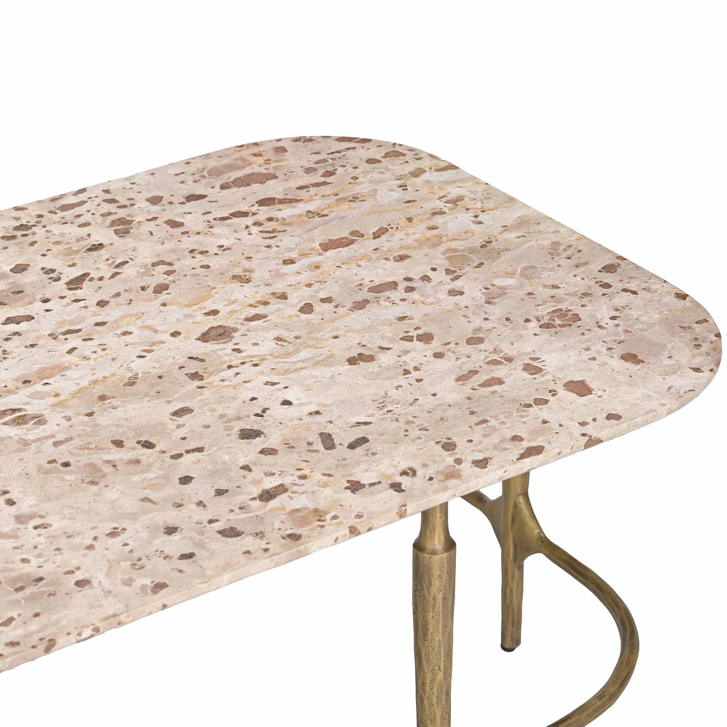 Rochester Coffee Table, Beige/Brass - Image 6