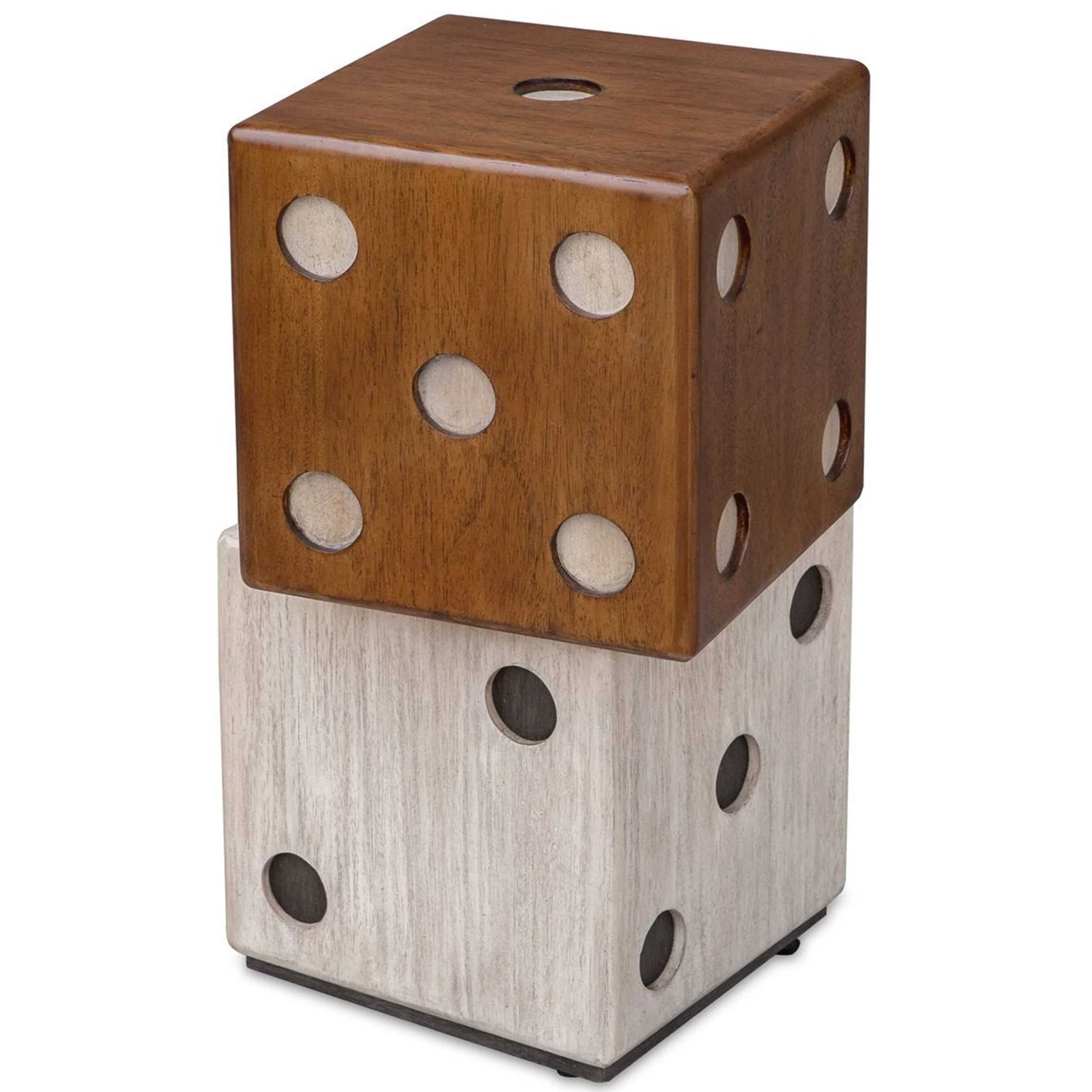 Roll the Dice Accent Table, Natural/White Washed