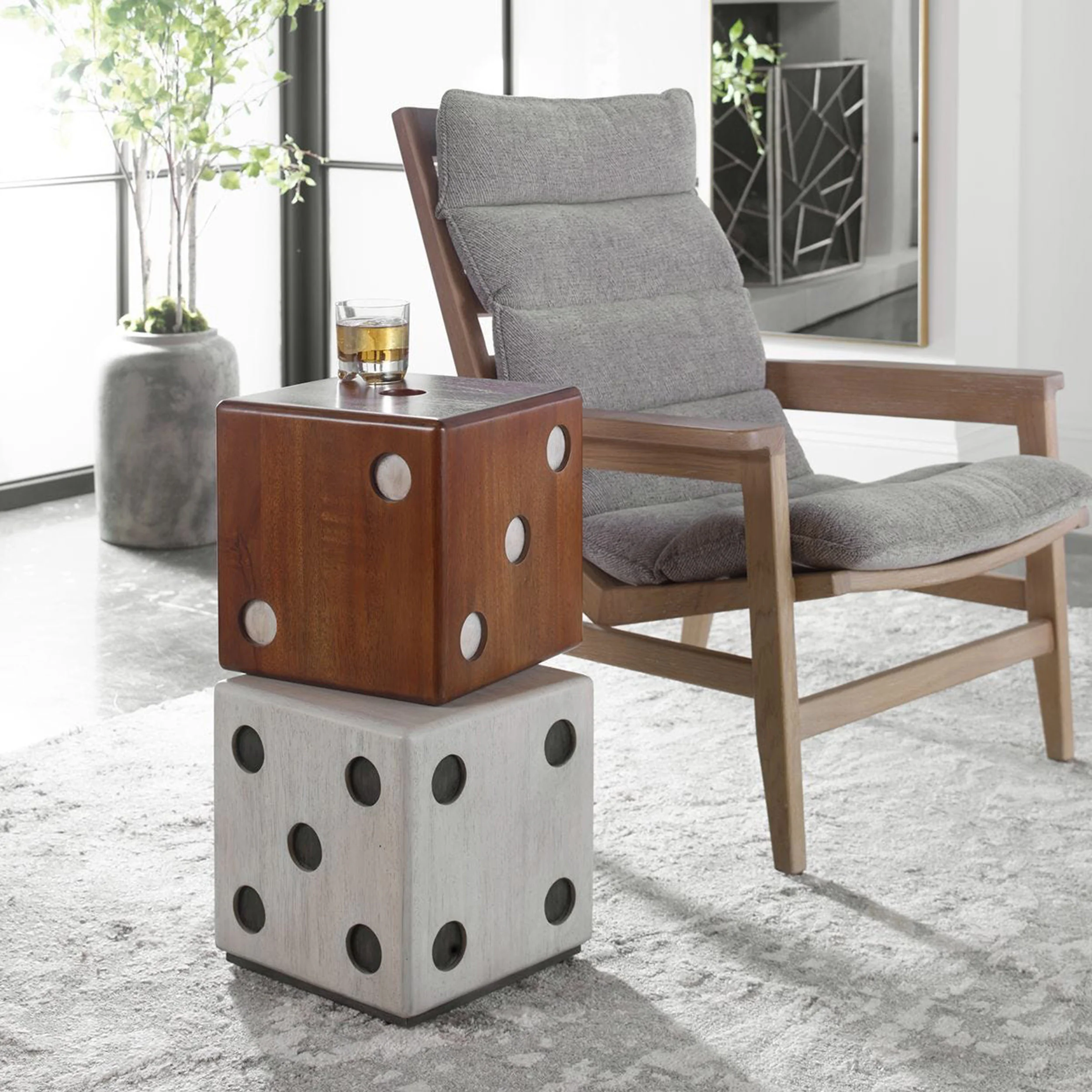 Roll the Dice Accent Table, Natural/White Washed - Image 2