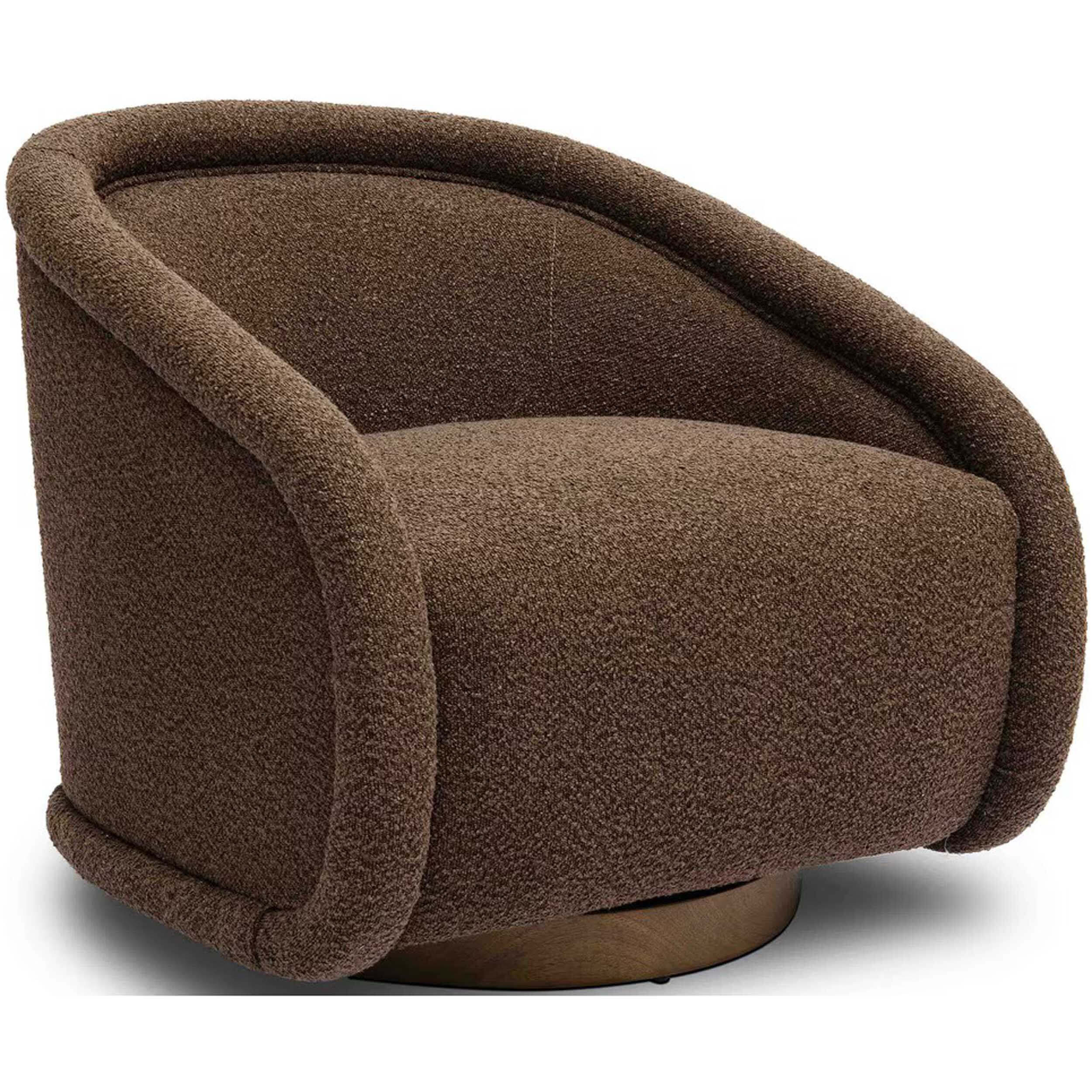 Rory Swivel Chair, Brown Boucle