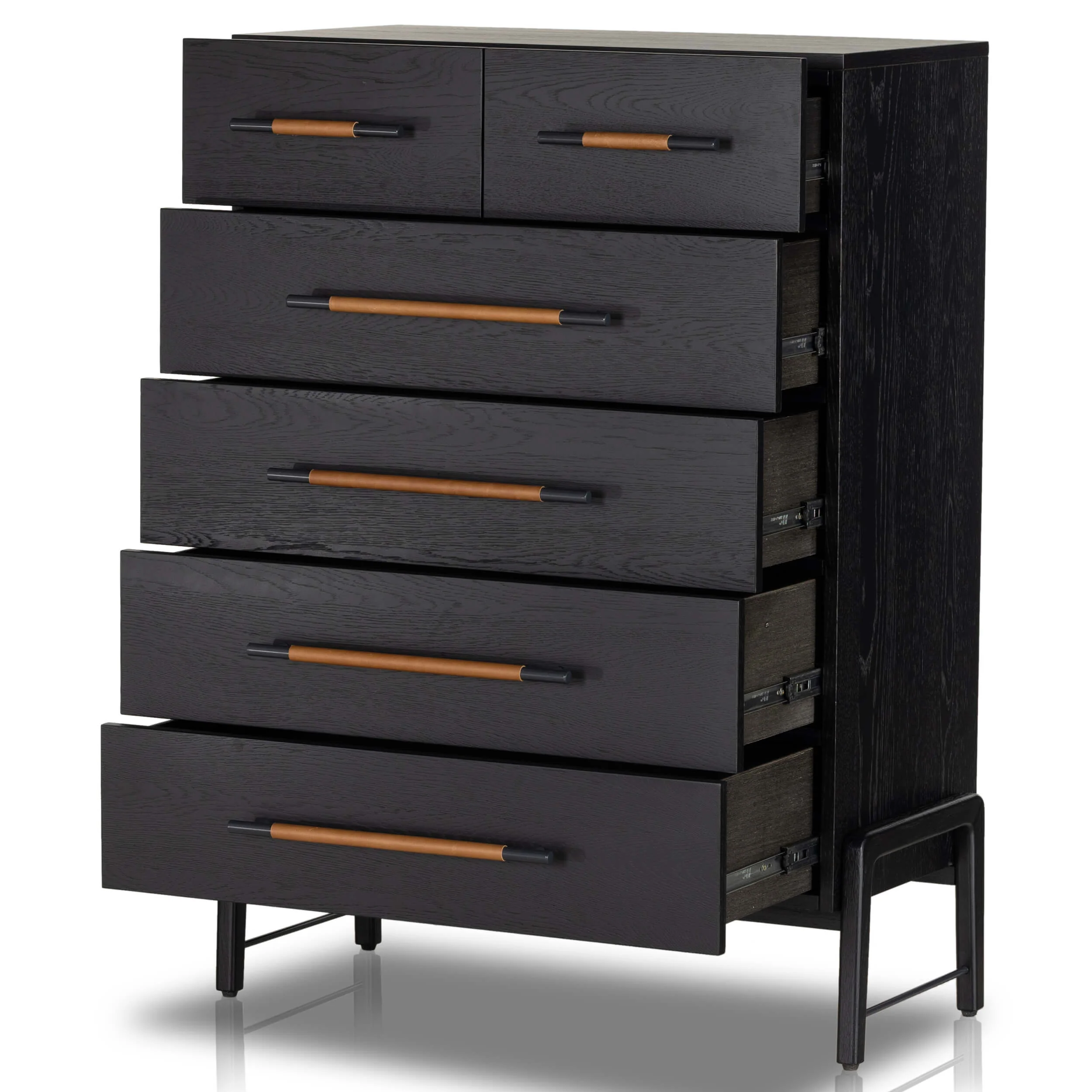 Rosedale 6 Drawer Tall Dresser, Ebony Oak by Four Hands - Image 5