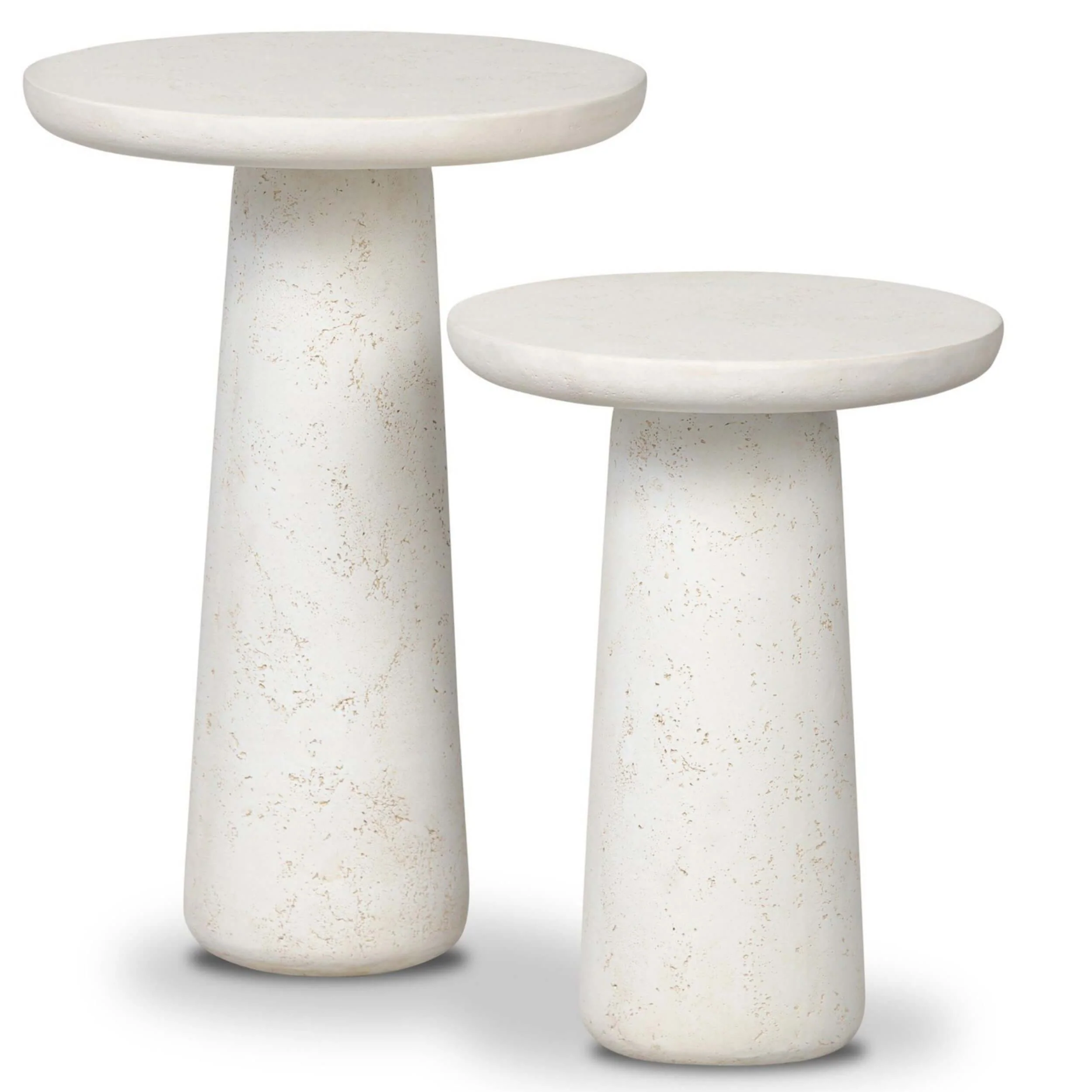 Rye Outdoor Nesting End Tables, Aged White, Set of 2 by Four Hands