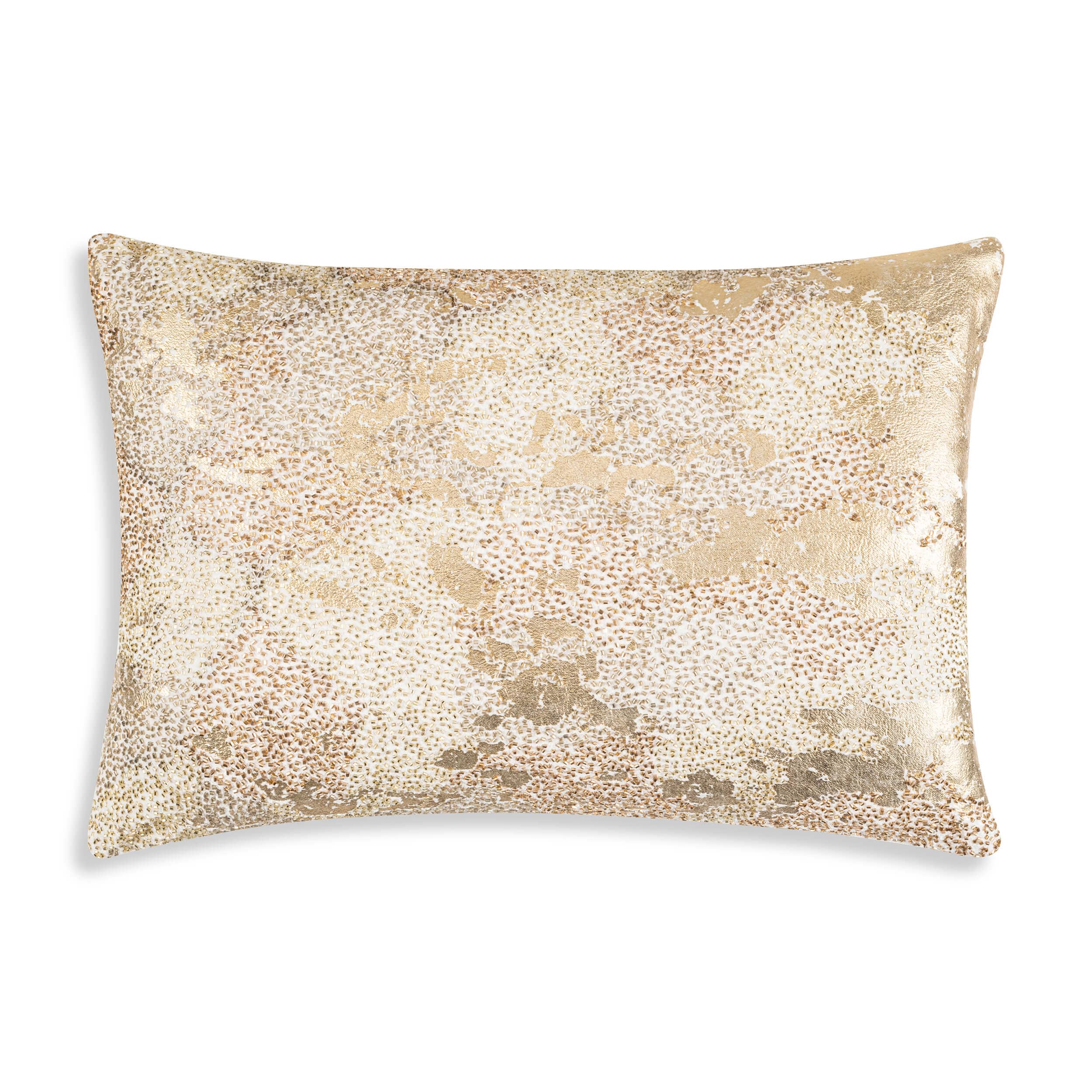 Safara Lumbar Pillow, Ivory/Gold