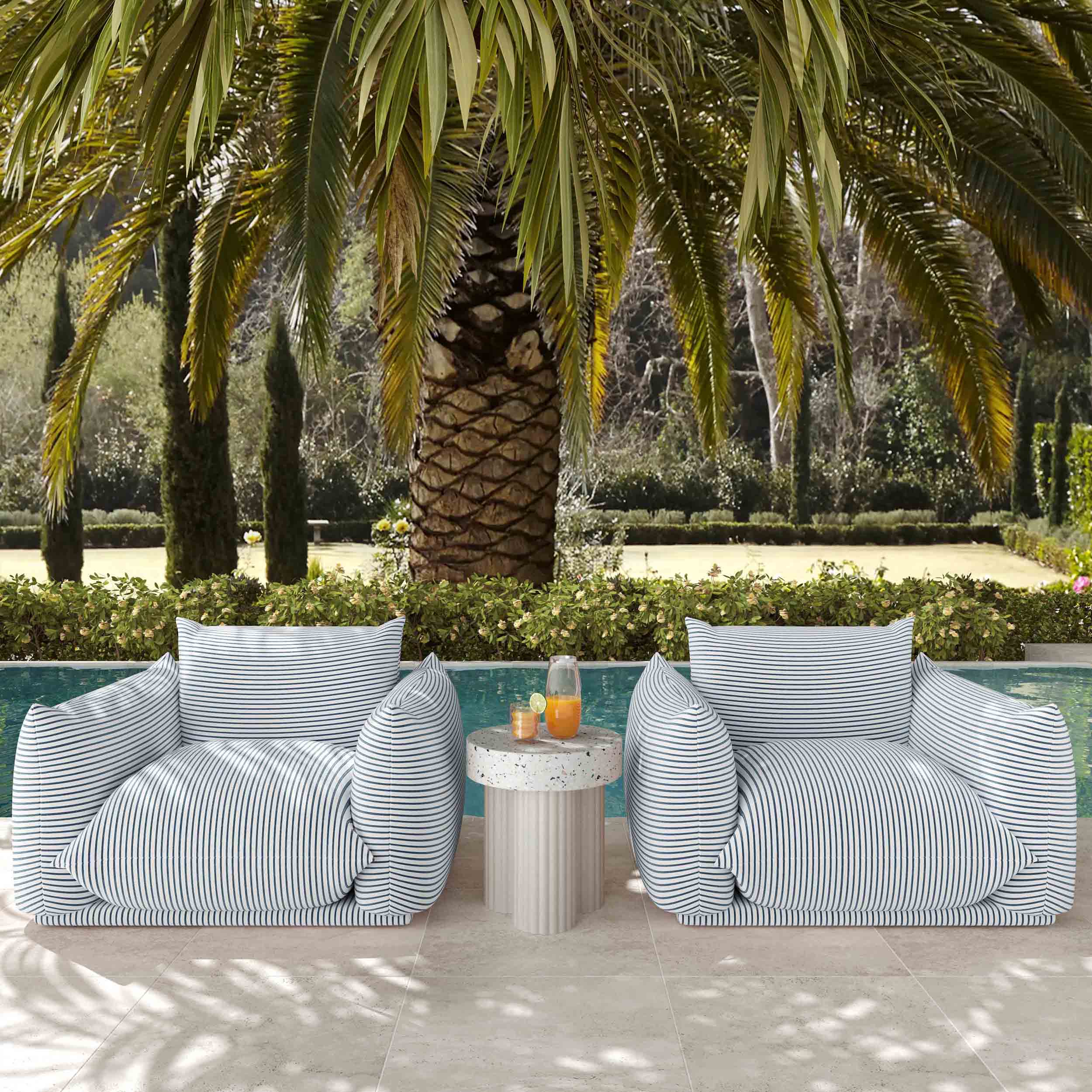 Saint Tropez Outdoor Chair, Blue Striped - Image 5
