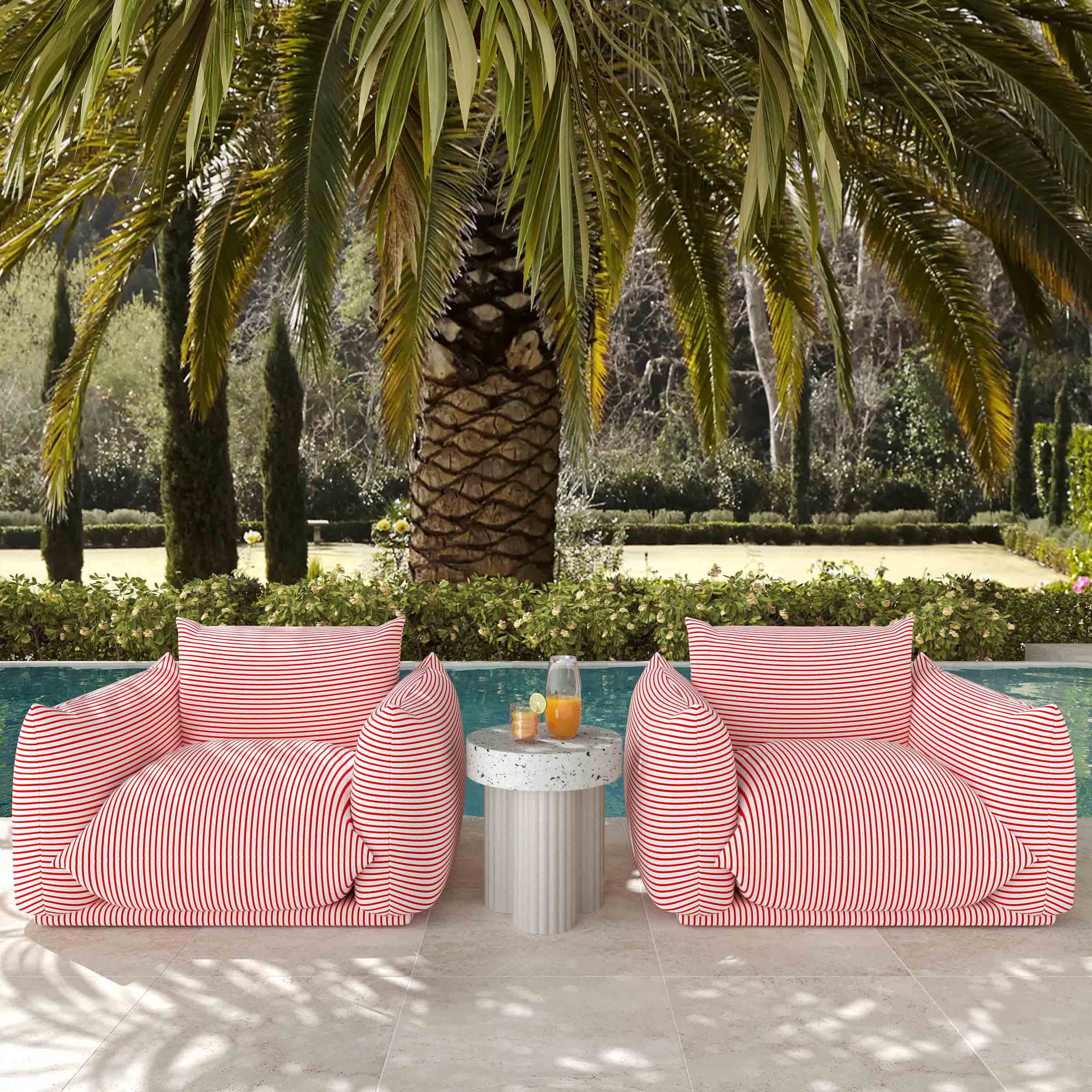 Saint Tropez Outdoor Chair, Red Striped - Image 5