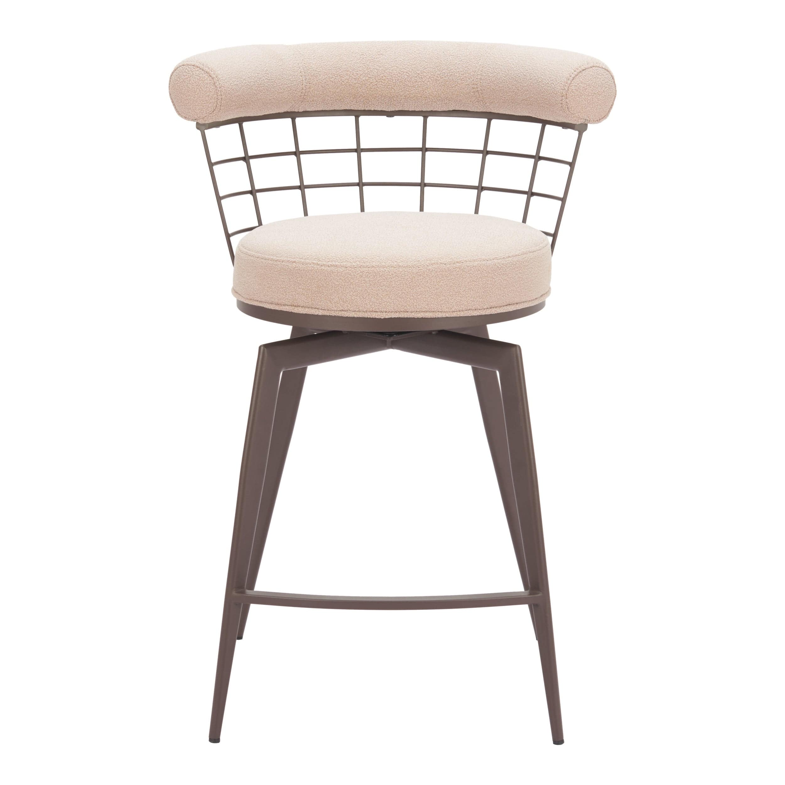Saku Swivel Counter Stool, Beige - Image 2