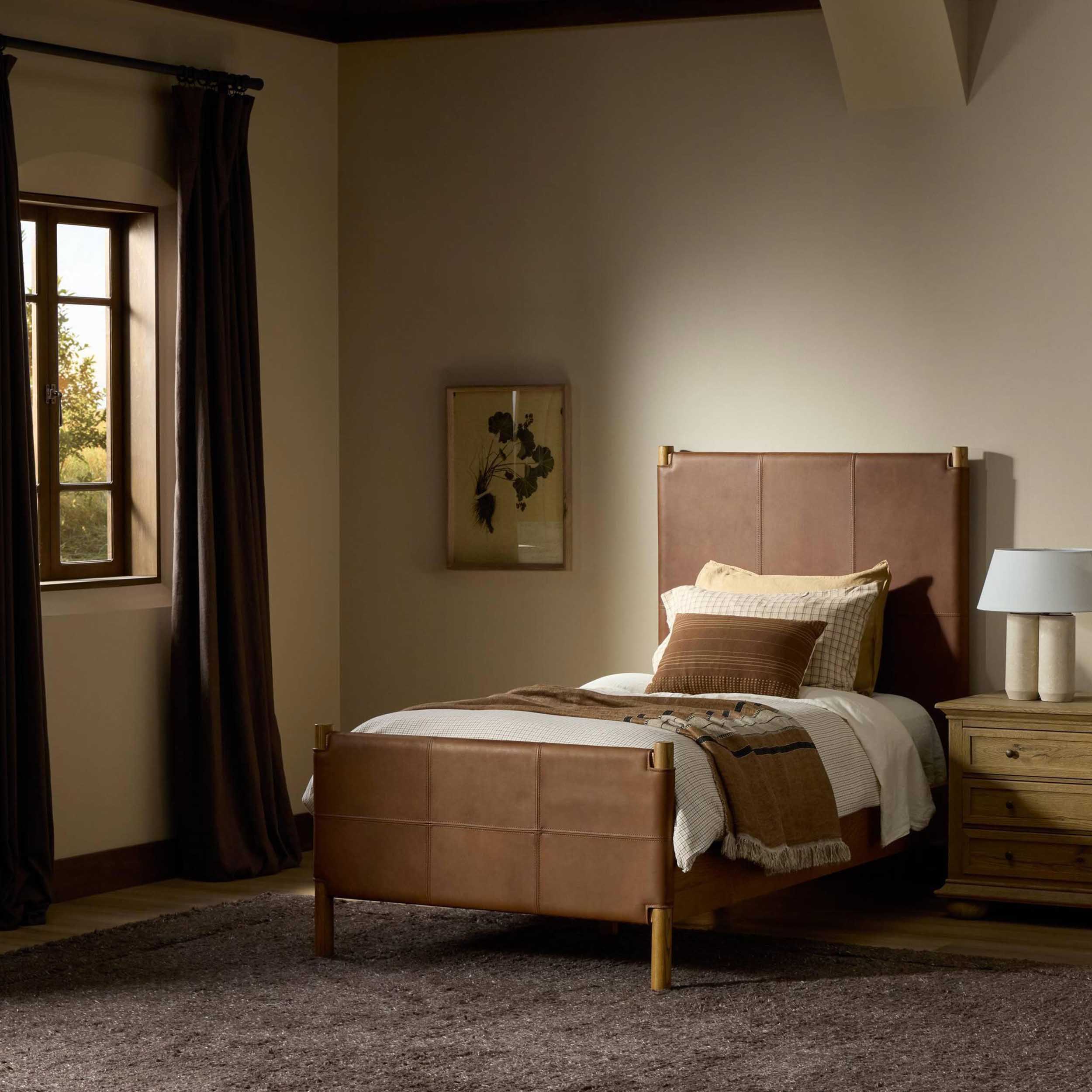 Salado Leather Twin Bed, Heirloom Sienna by Four Hands - Image 7