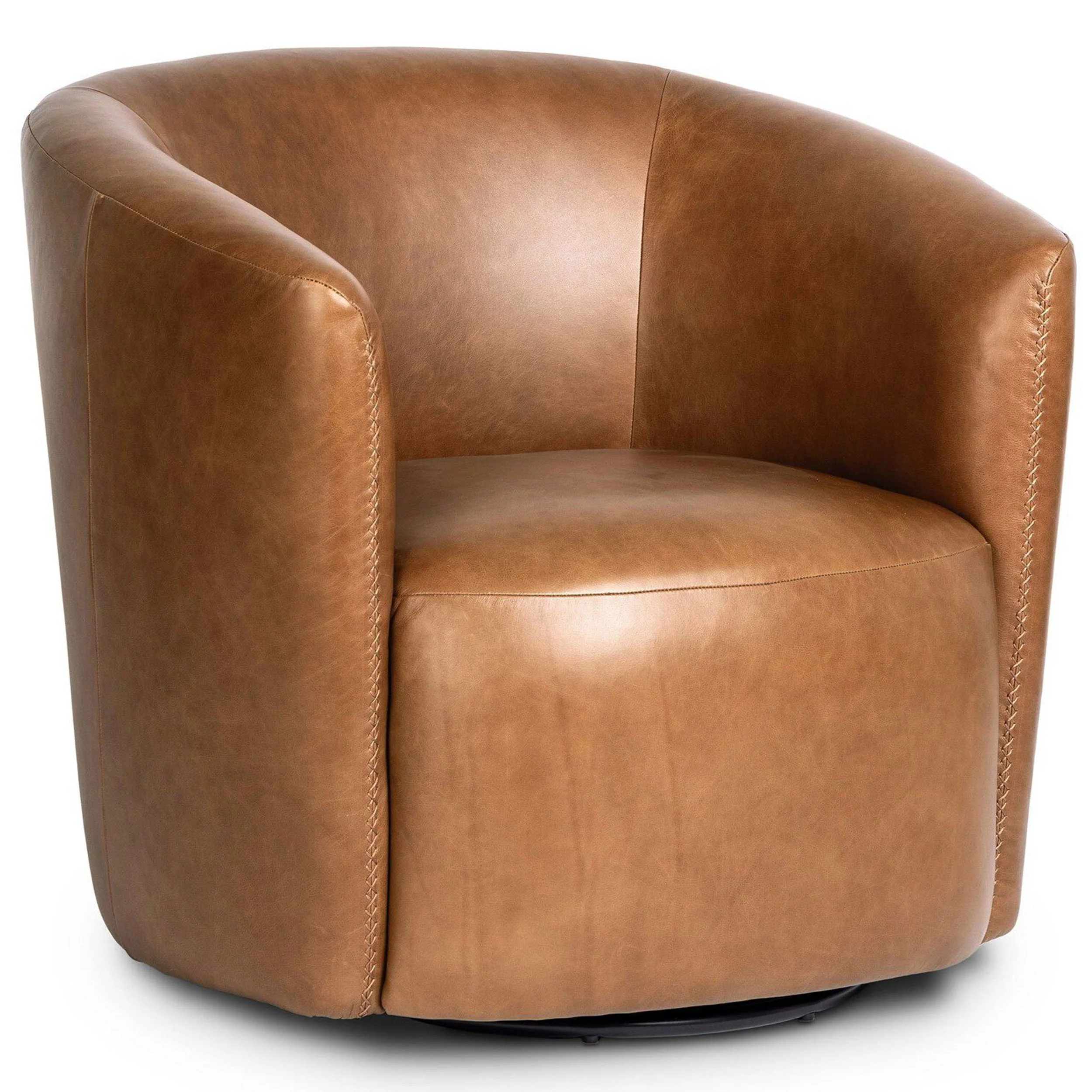 Salena Leather Swivel Chair, Sonoma Chestnut by Four Hands