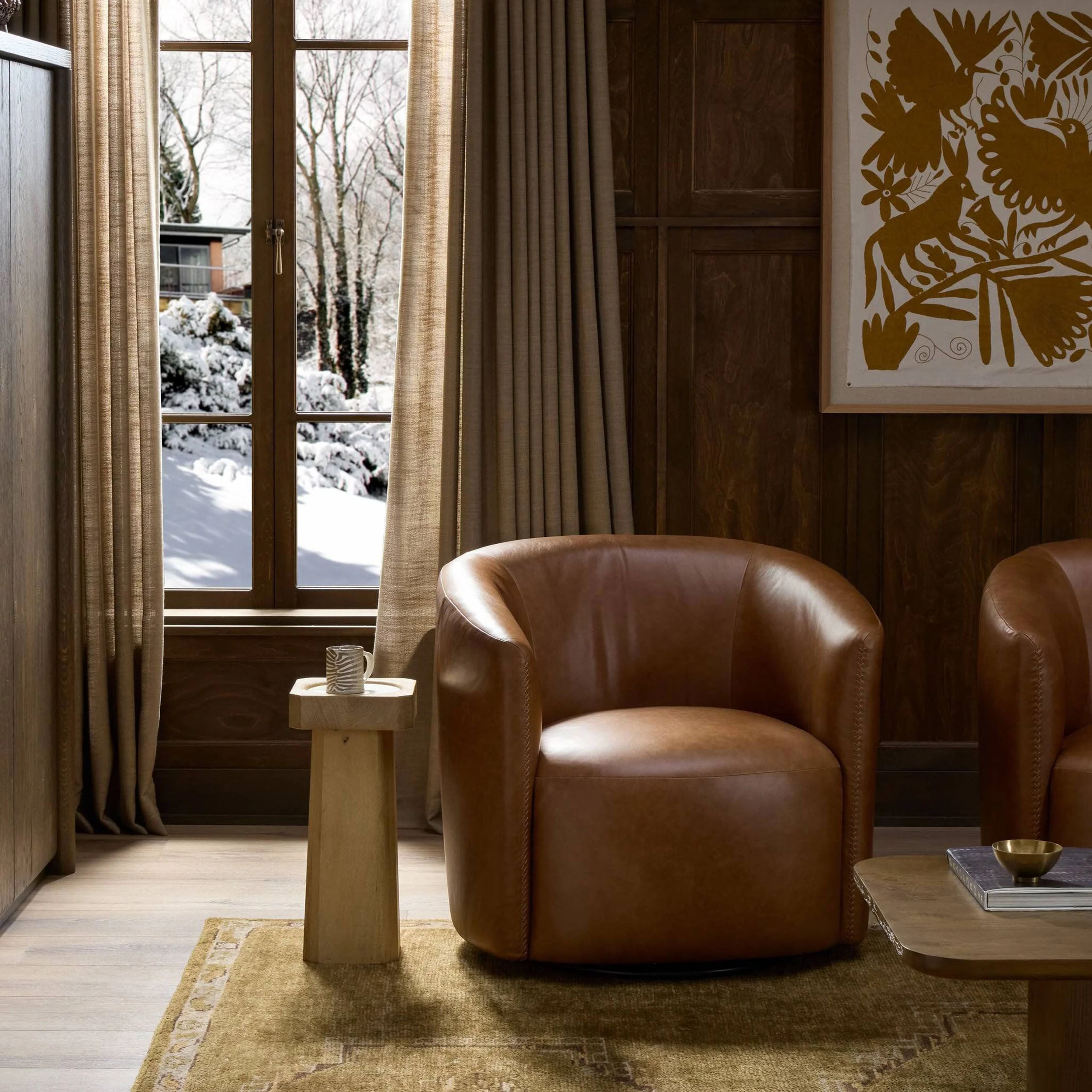 Salena Leather Swivel Chair, Sonoma Chestnut by Four Hands - Image 6