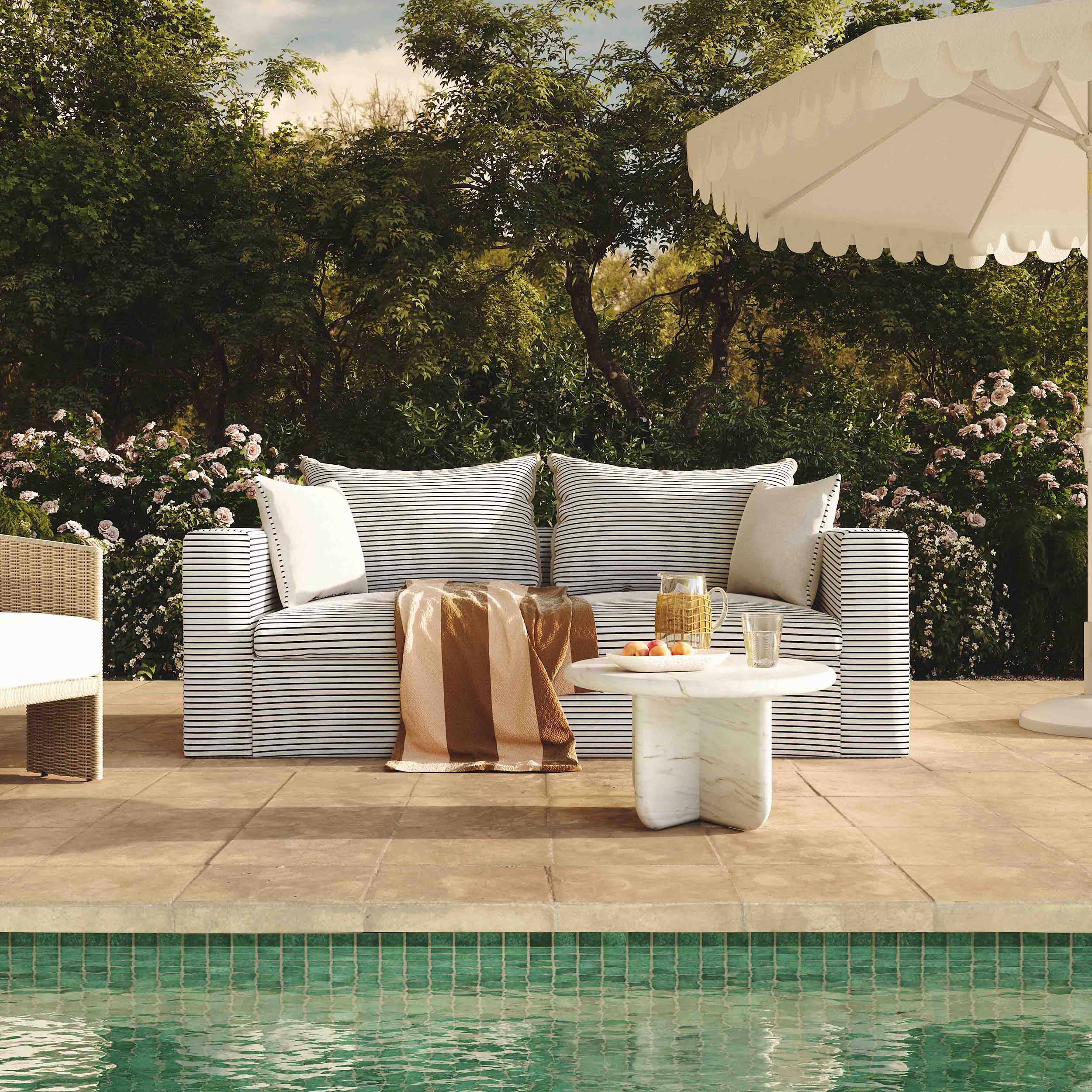 Salty Striped Outdoor Sofa, Black - Image 5