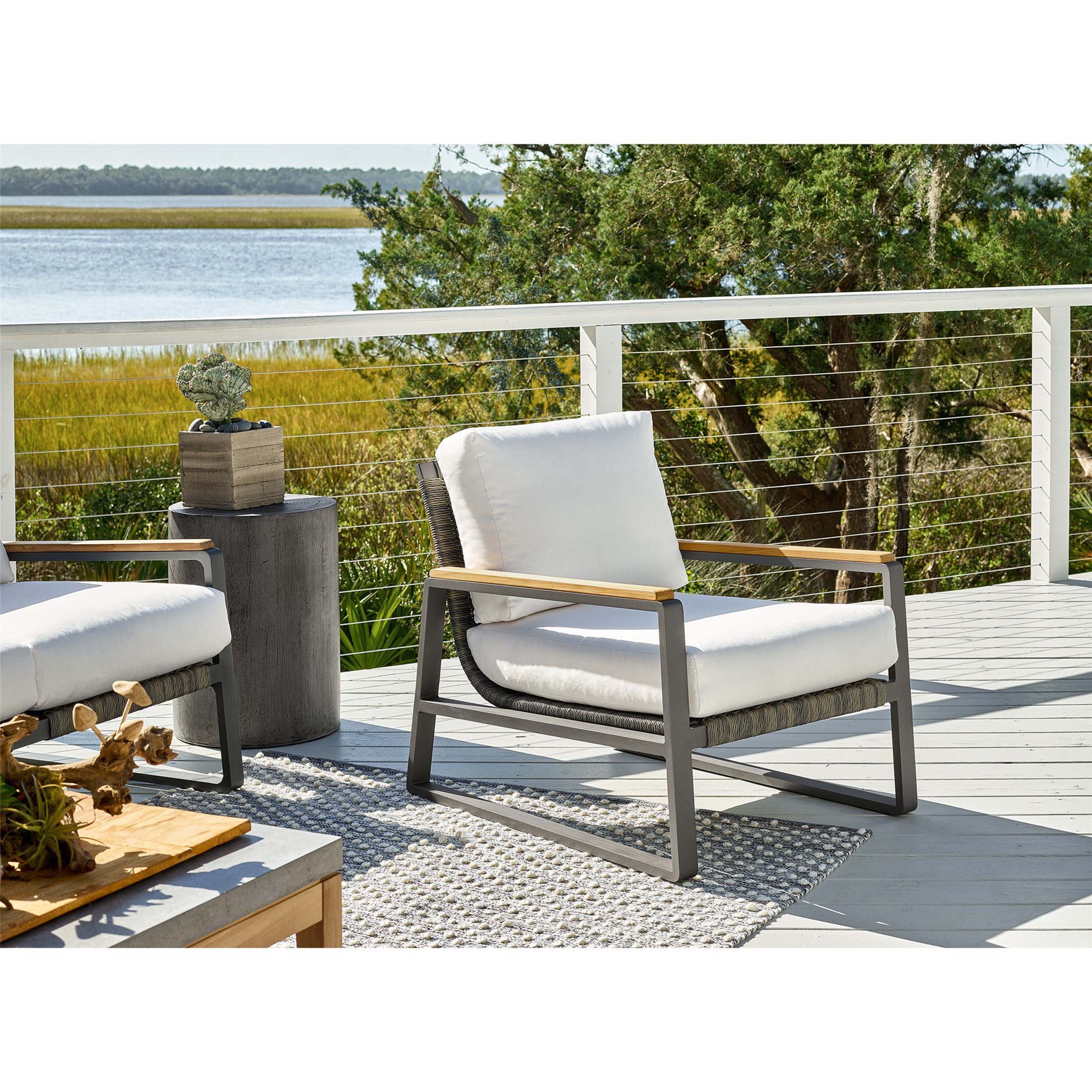 San Clemente Outdoor Chair, Canvas Natural/Carbon - Image 3