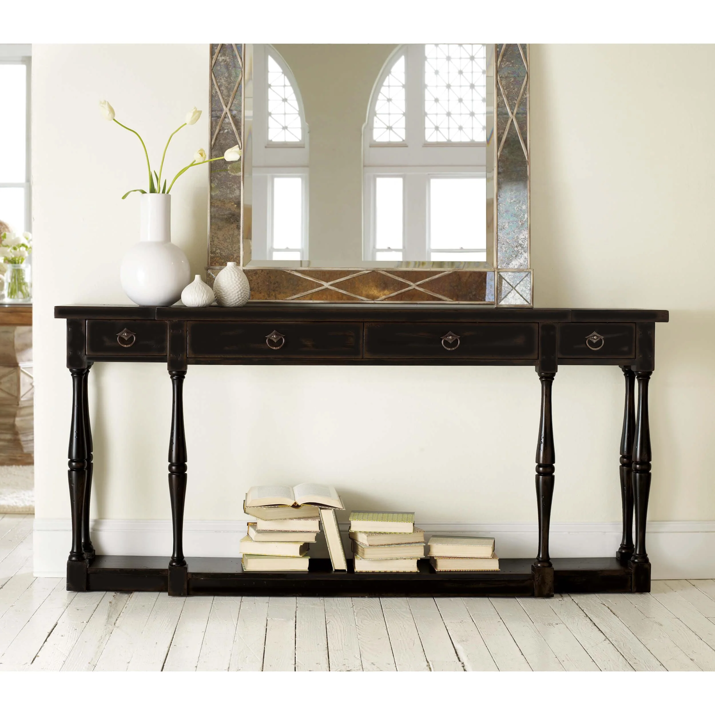 Sanctuary 4 Drawer Thin Console, Ebony - Image 3
