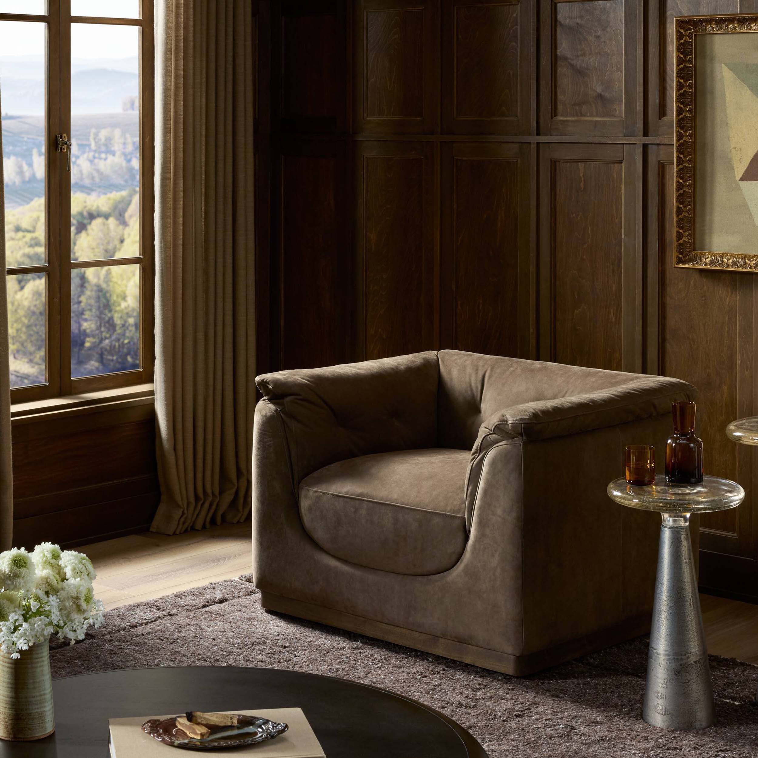 Santino Swivel Chair, Nubuck Cigar by Four Hands - Image 8