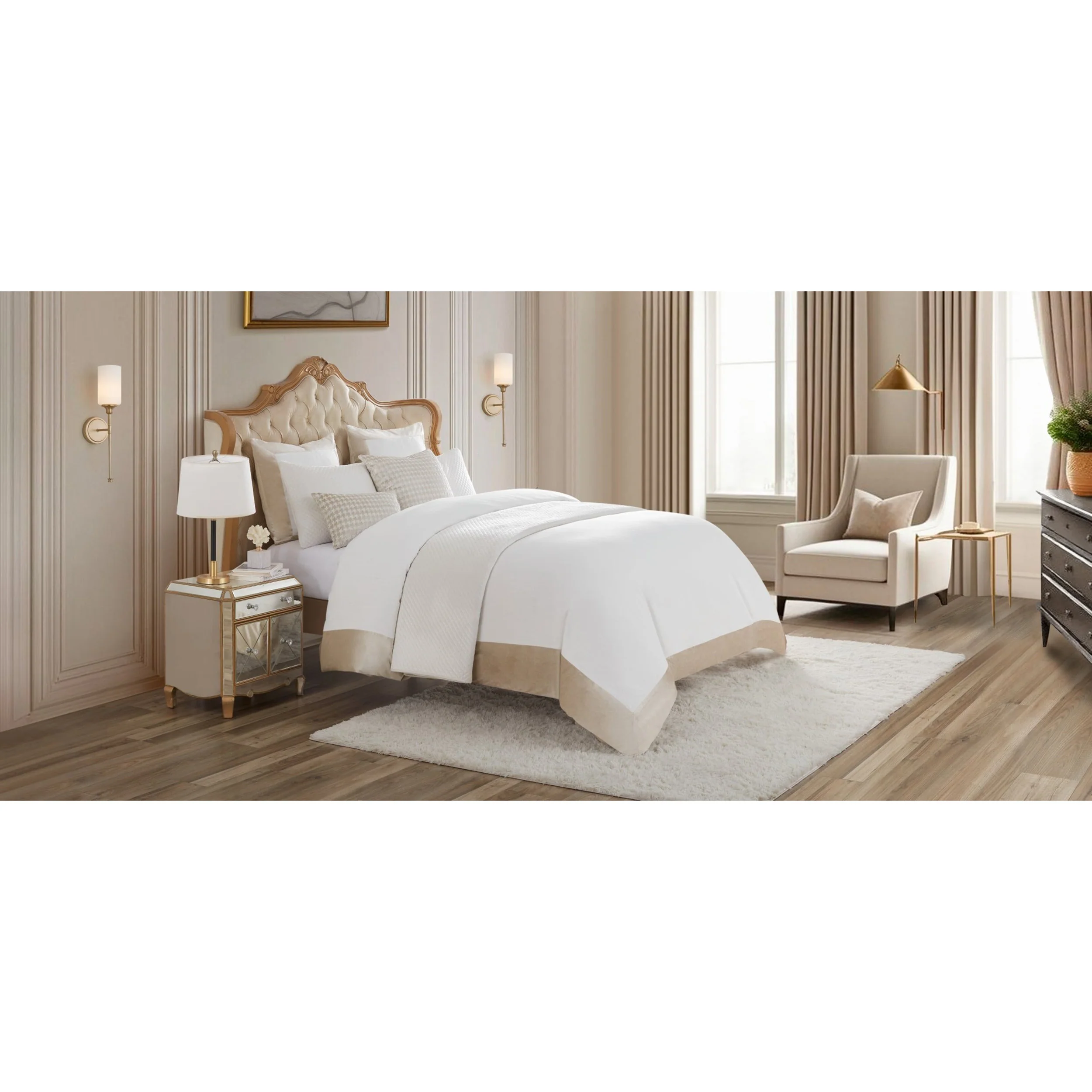 Santorini Duvet, Ivory/Champagne