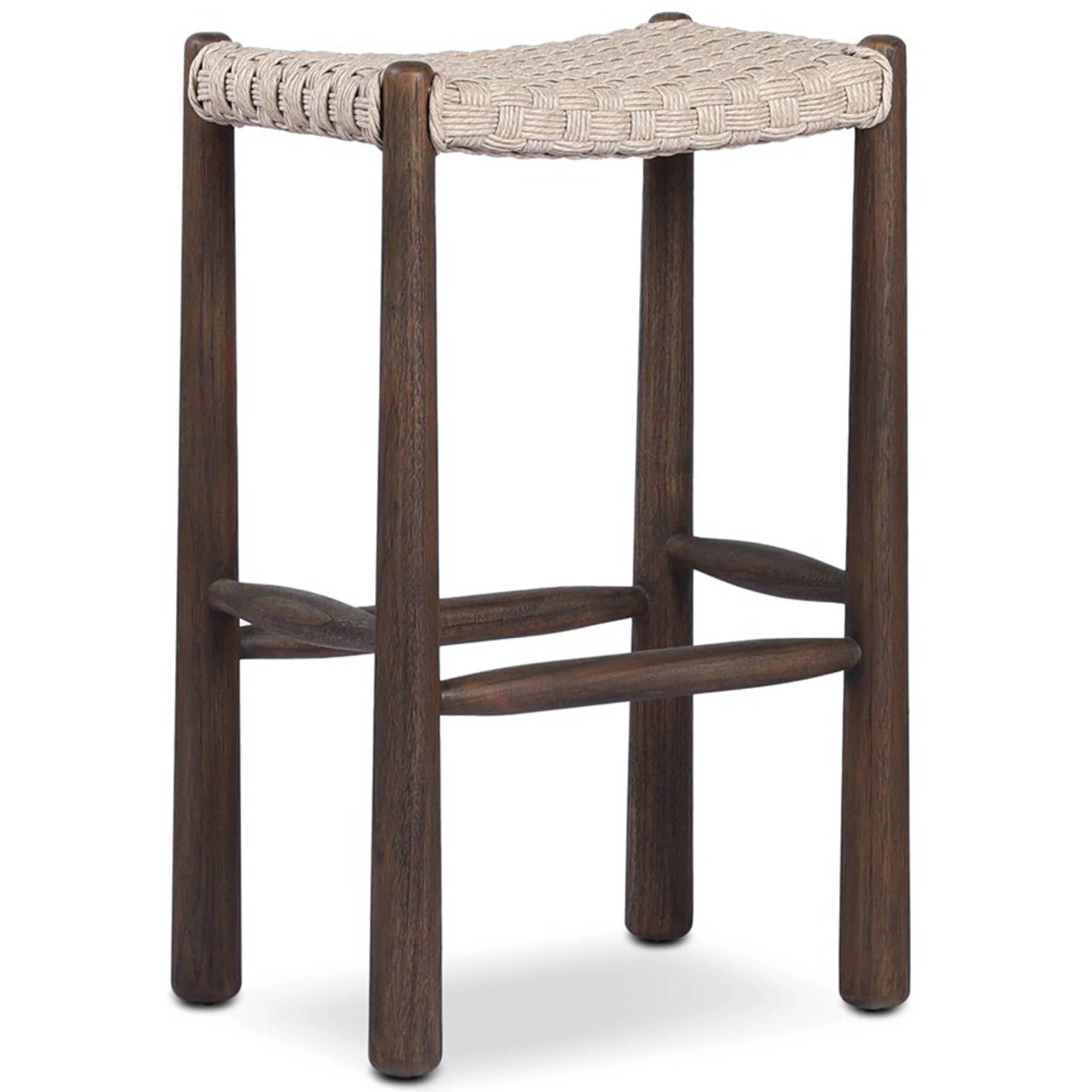 Savio Outdoor Bar & Counter Stool, Dark Textured Woven by Amber Lewis x Four Hands - Image 6
