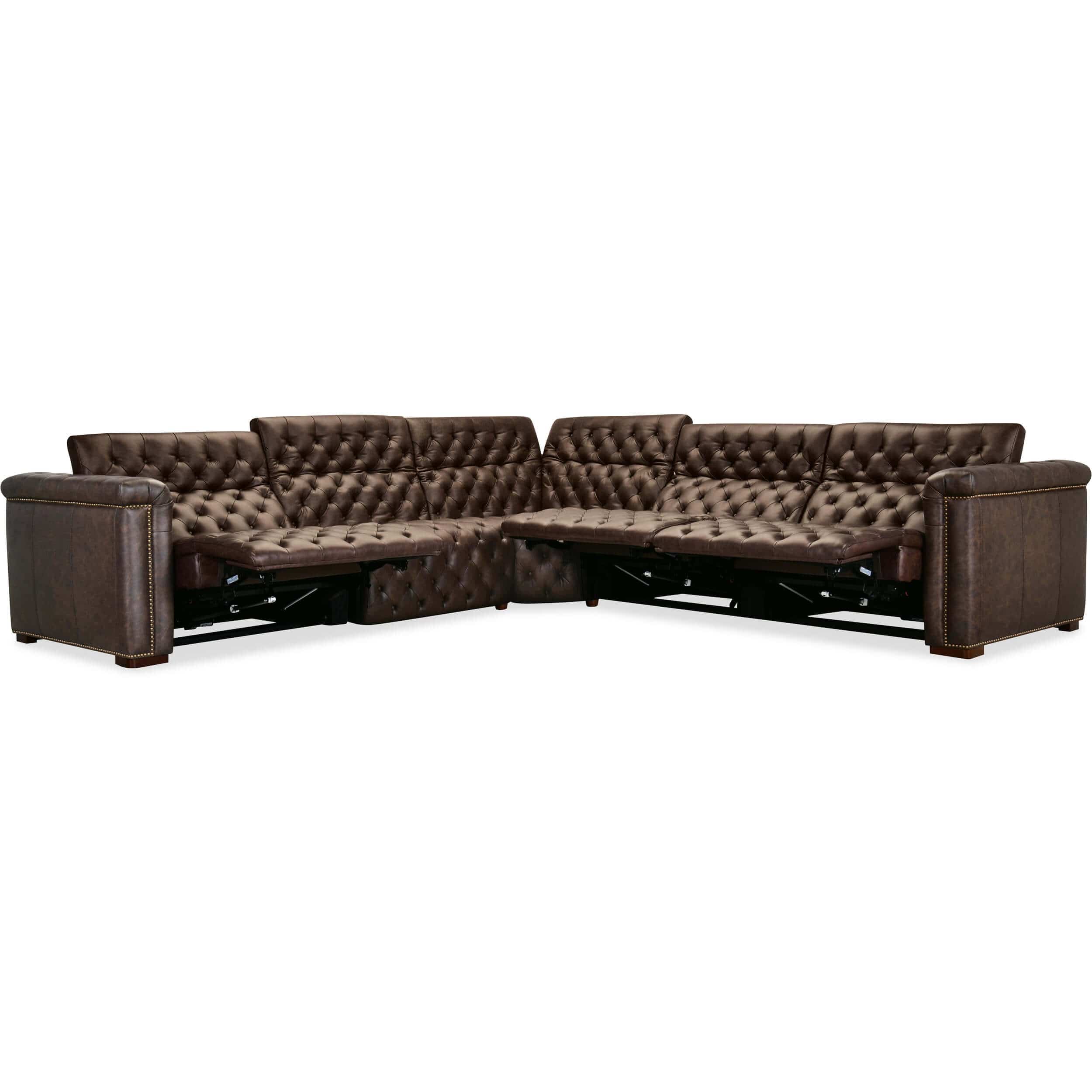 Savion Power Motion Leather Sectional, West Saddlewood - Image 2