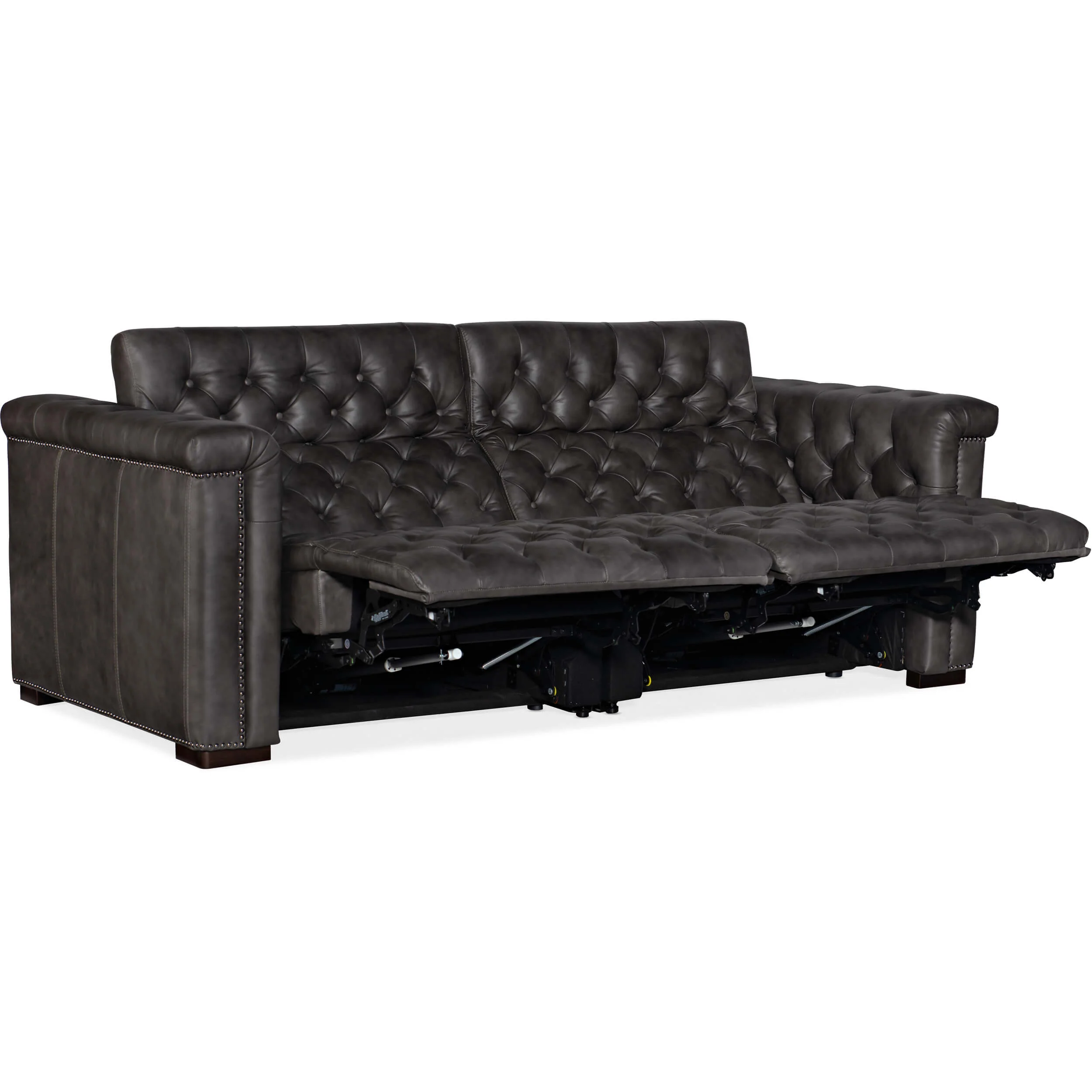 Savion Power Motion Leather Sofa, Bellagio Gravel - Image 3