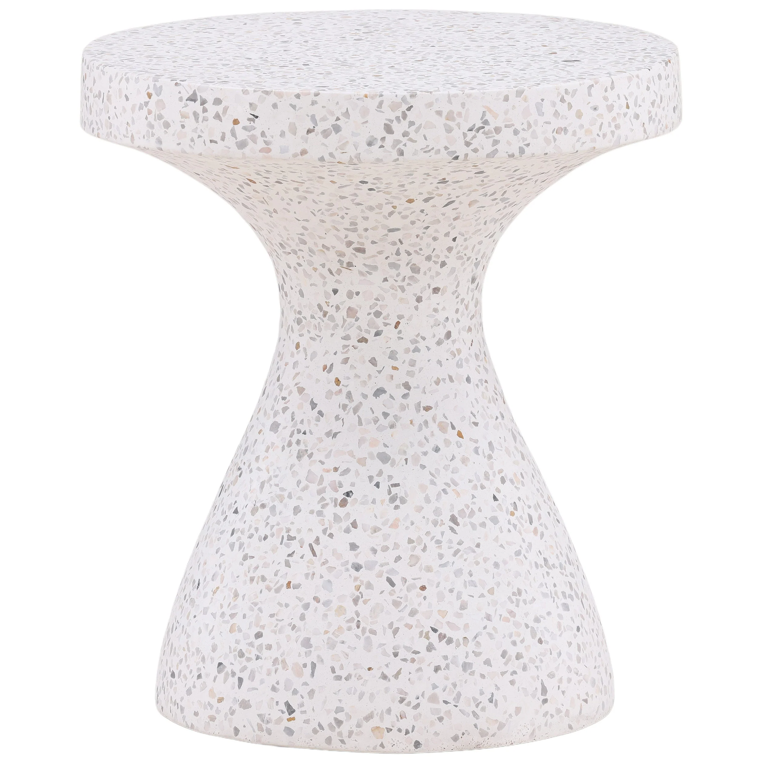 Savitri Outdoor Side Table, Off-White Terrazzo