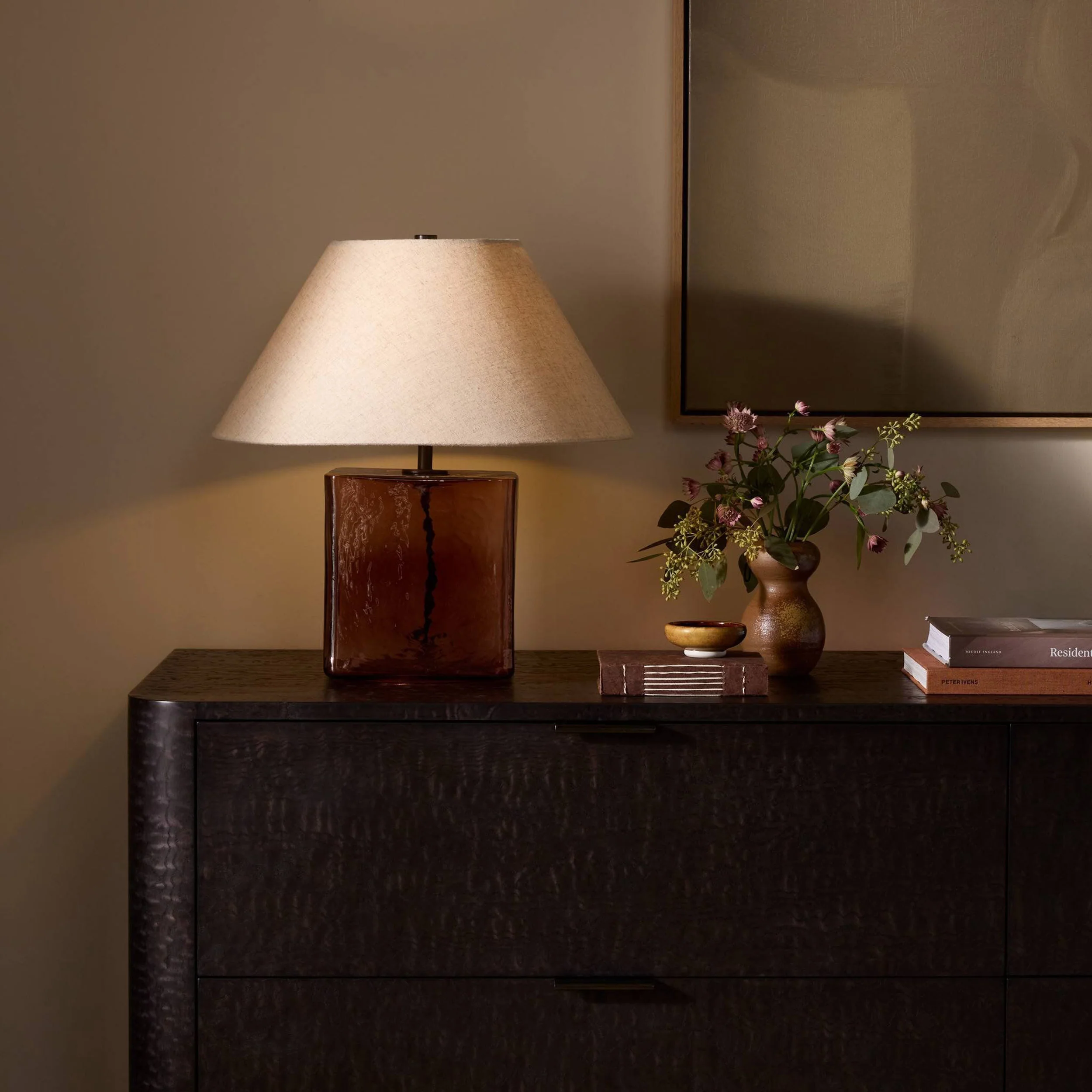 Saylor Table Lamp, Brown Cast Glass by Four Hands - Image 5
