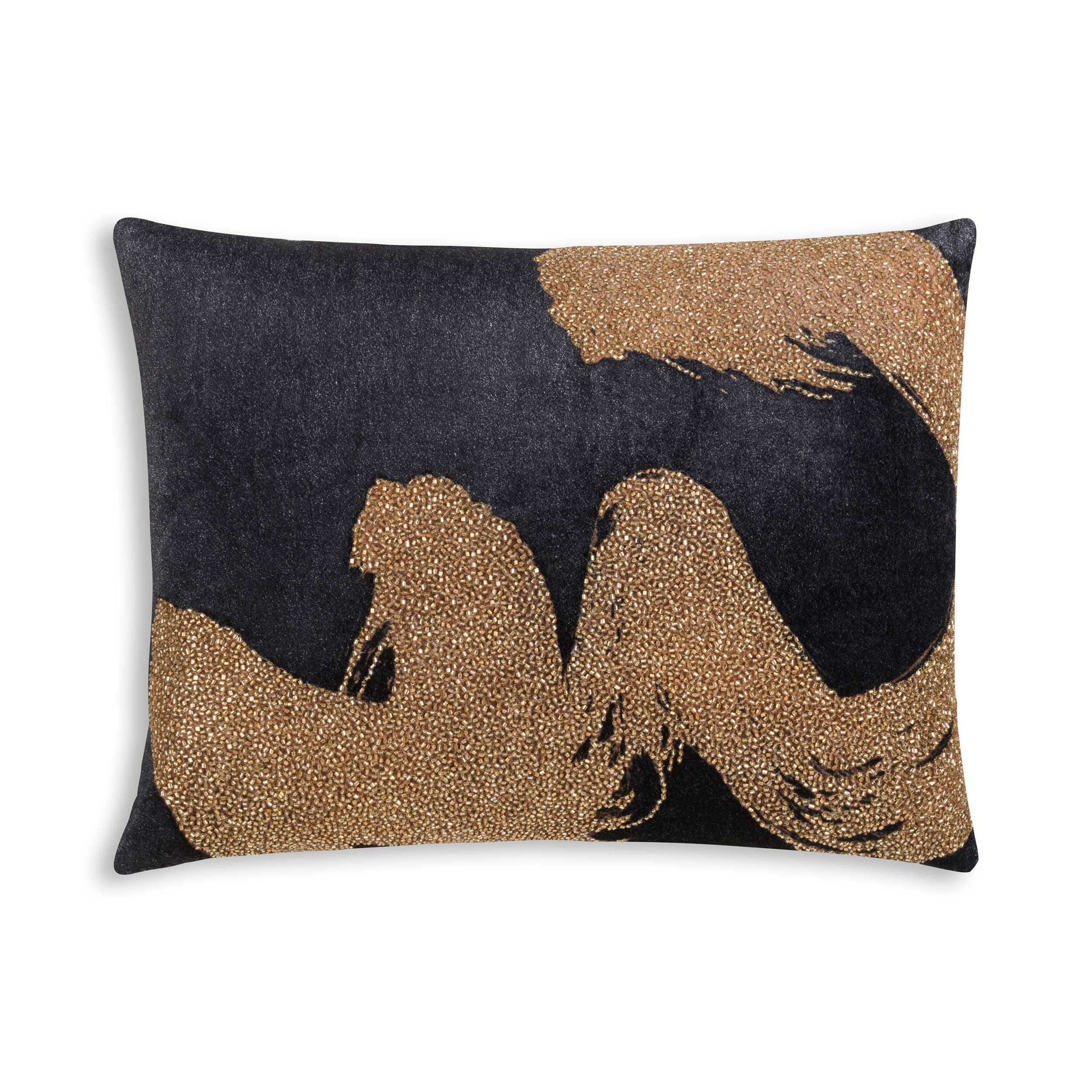 Sayra Lumbar Pillow, Black/Gold