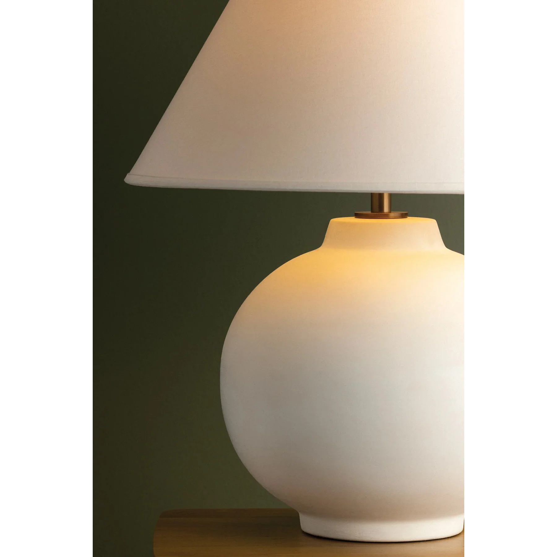 Schubert Table Lamp, Patina Brass/ Ceramic Sugar Cookie - Image 2