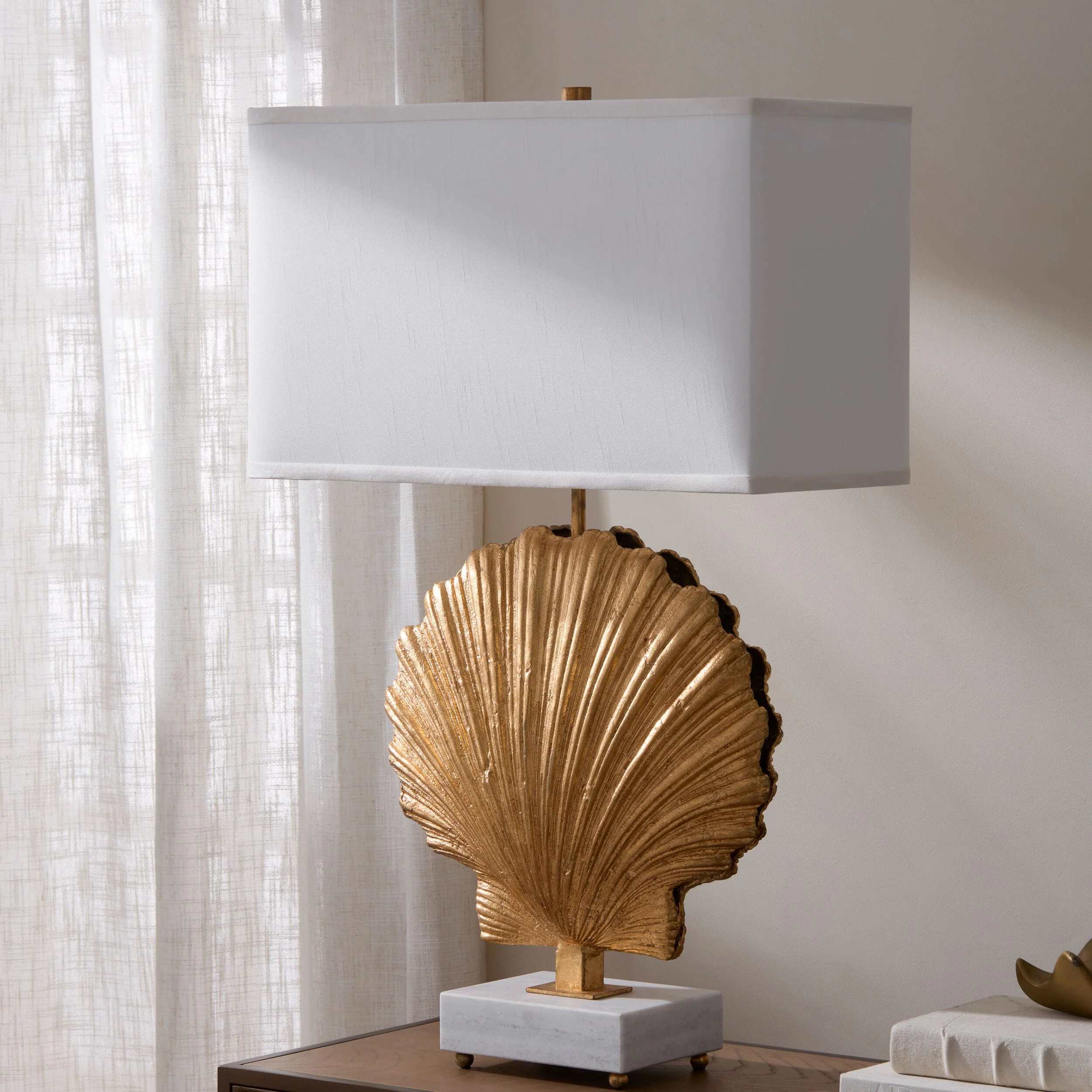 Sea Scallop Lamp, Gold Leaf - Image 2