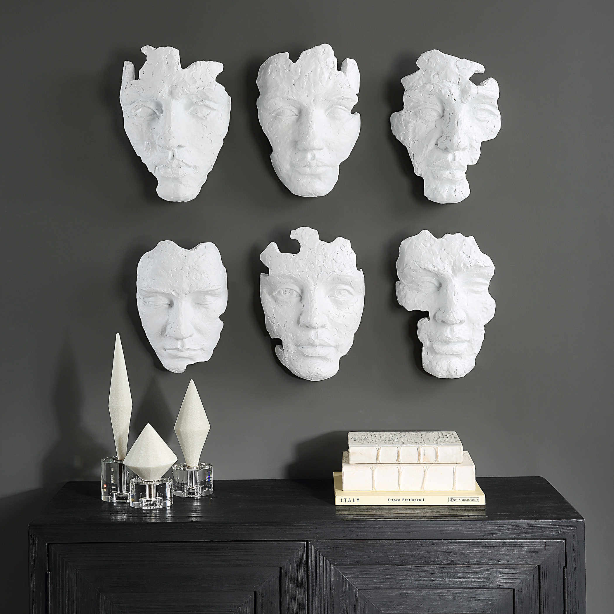 Self-Portrait Wall Decor, White, Set of 6 - Image 3