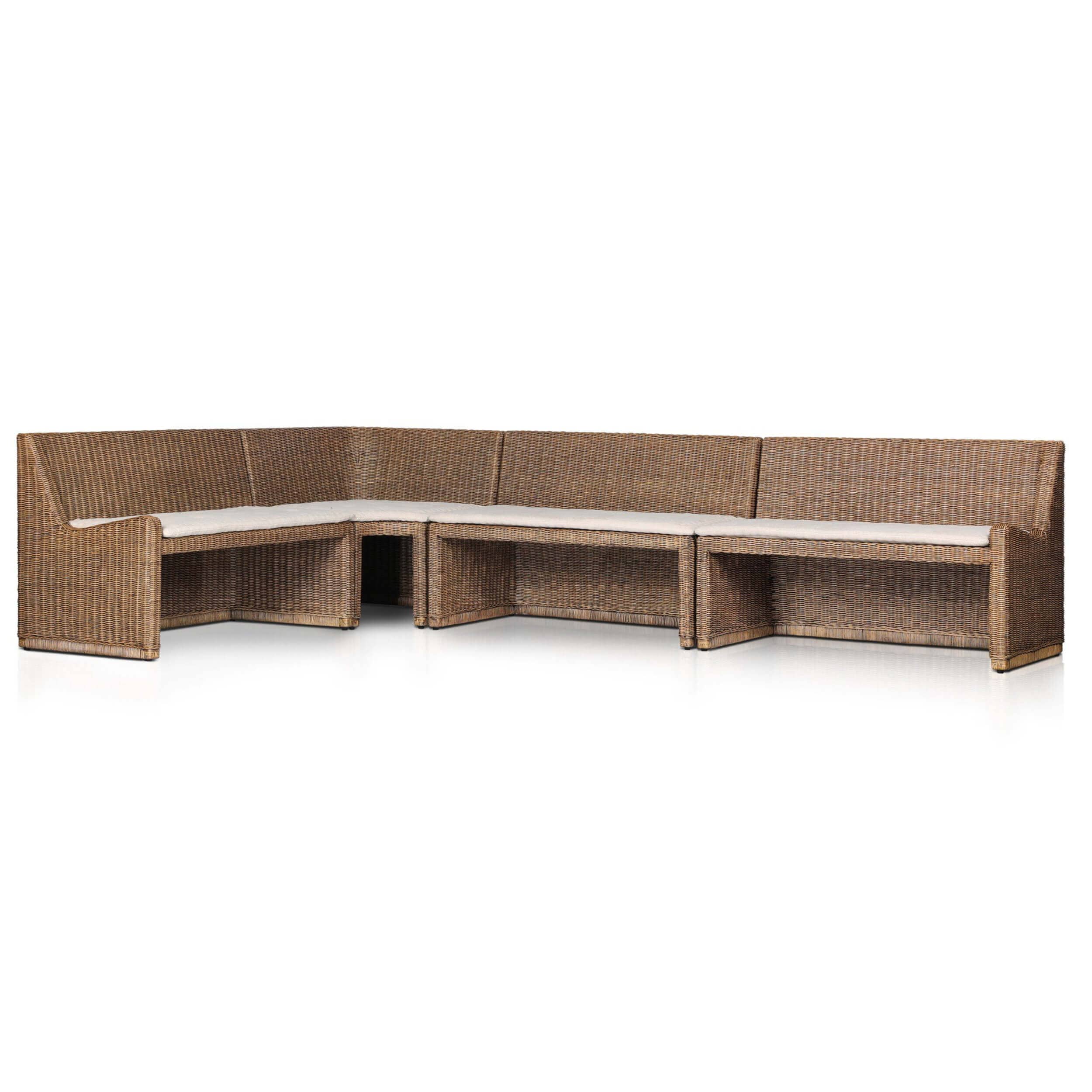 Senna L-Shape Dining Banquette, Broadway Dune/Natural Brown by Amber Lewis x Four Hands - Image 11