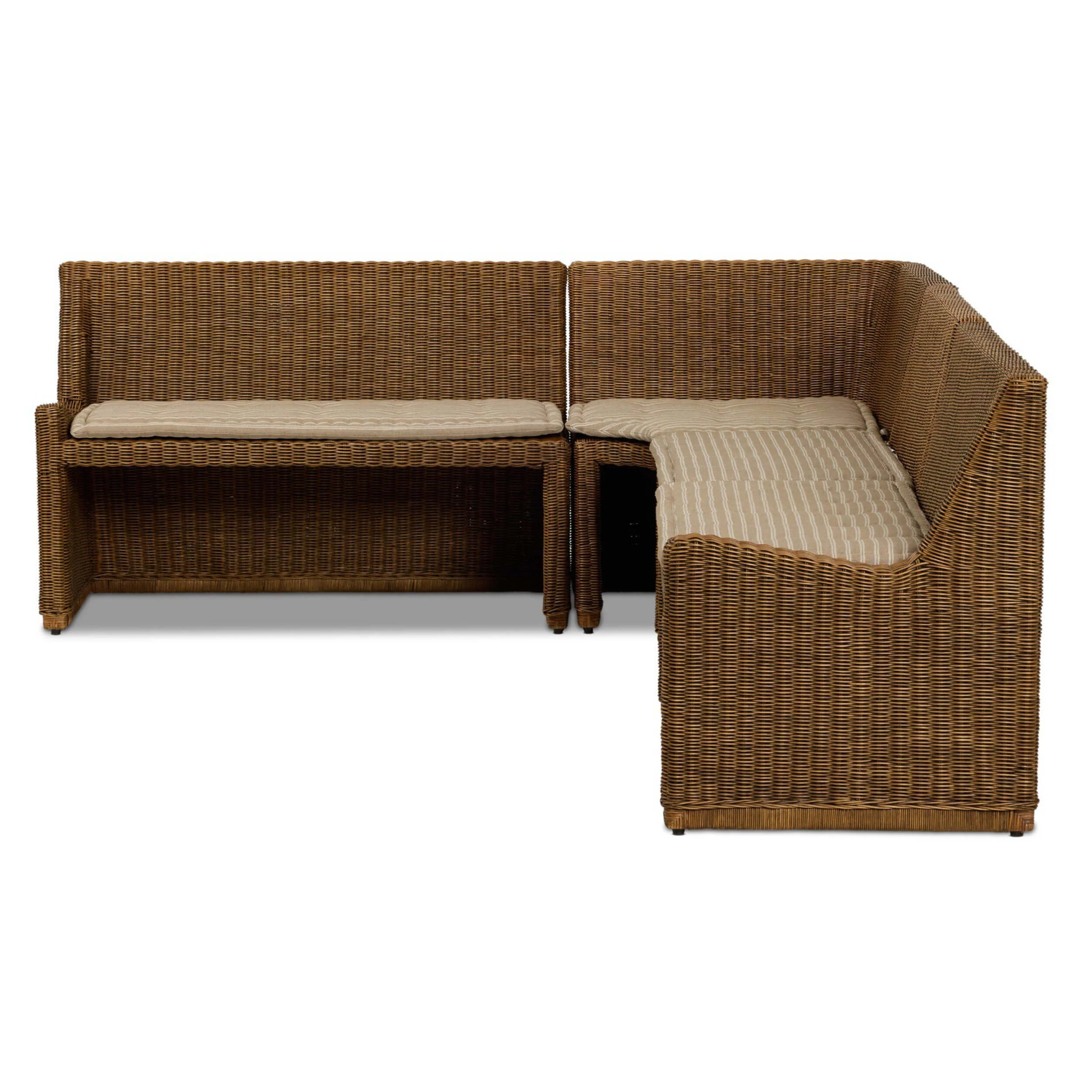 Senna L-Shape Dining Banquette, Rodin Sand/Natural Brown by Four Hands - Image 23