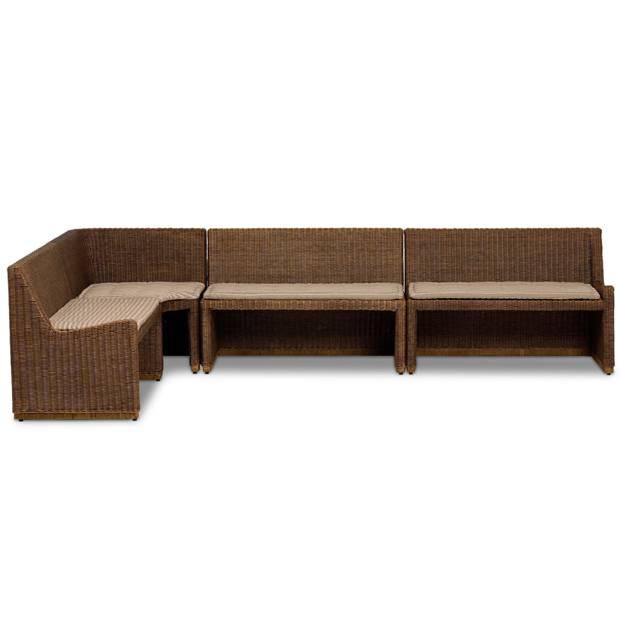 Senna L-Shape Dining Banquette, Rodin Sand/Natural Brown by Four Hands - Image 3