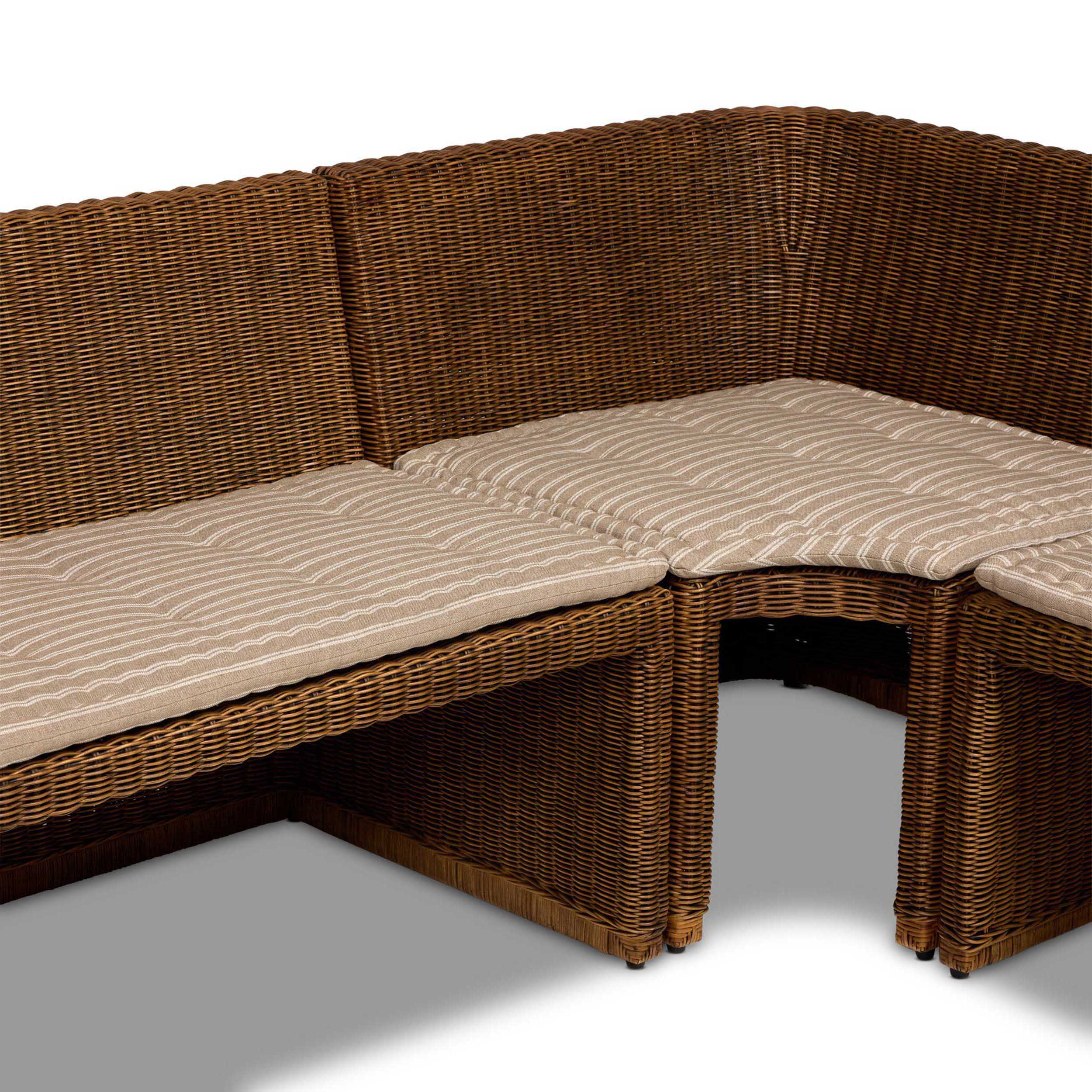 Senna L-Shape Dining Banquette, Rodin Sand/Natural Brown by Four Hands - Image 7
