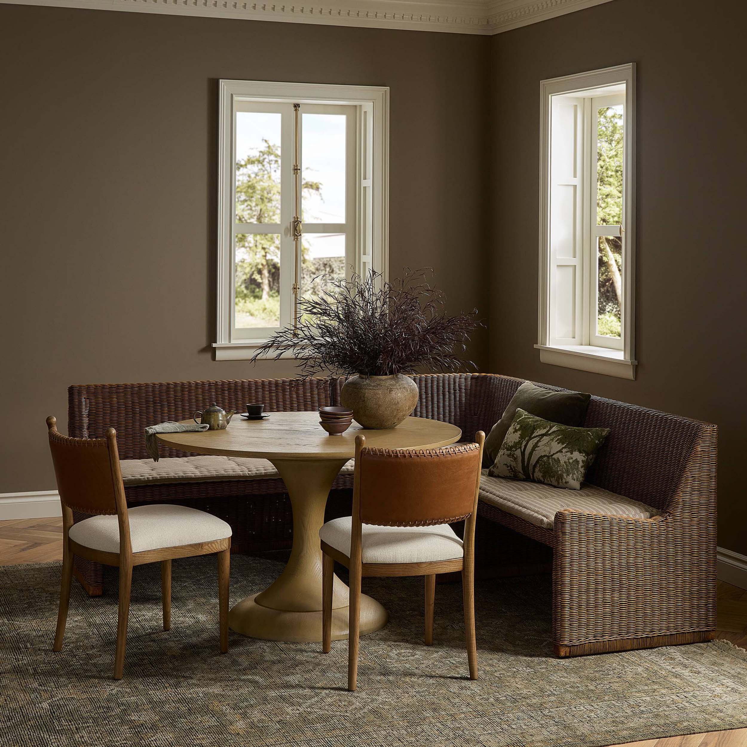 Senna L-Shape Dining Banquette, Rodin Sand/Natural Brown by Four Hands - Image 9