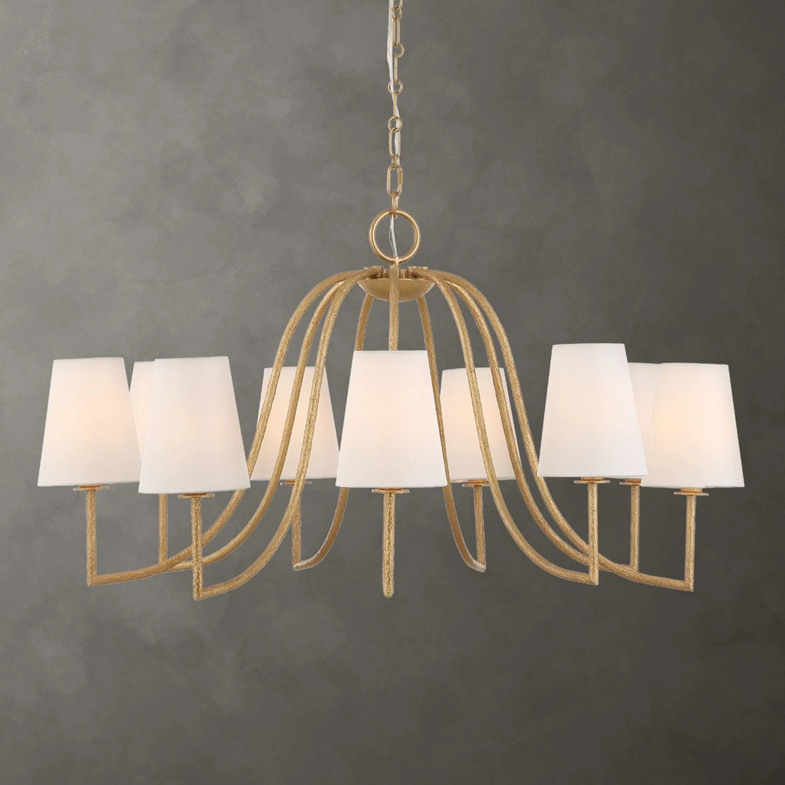 Seville 9 Light Chandelier, Textured Gold - Image 6