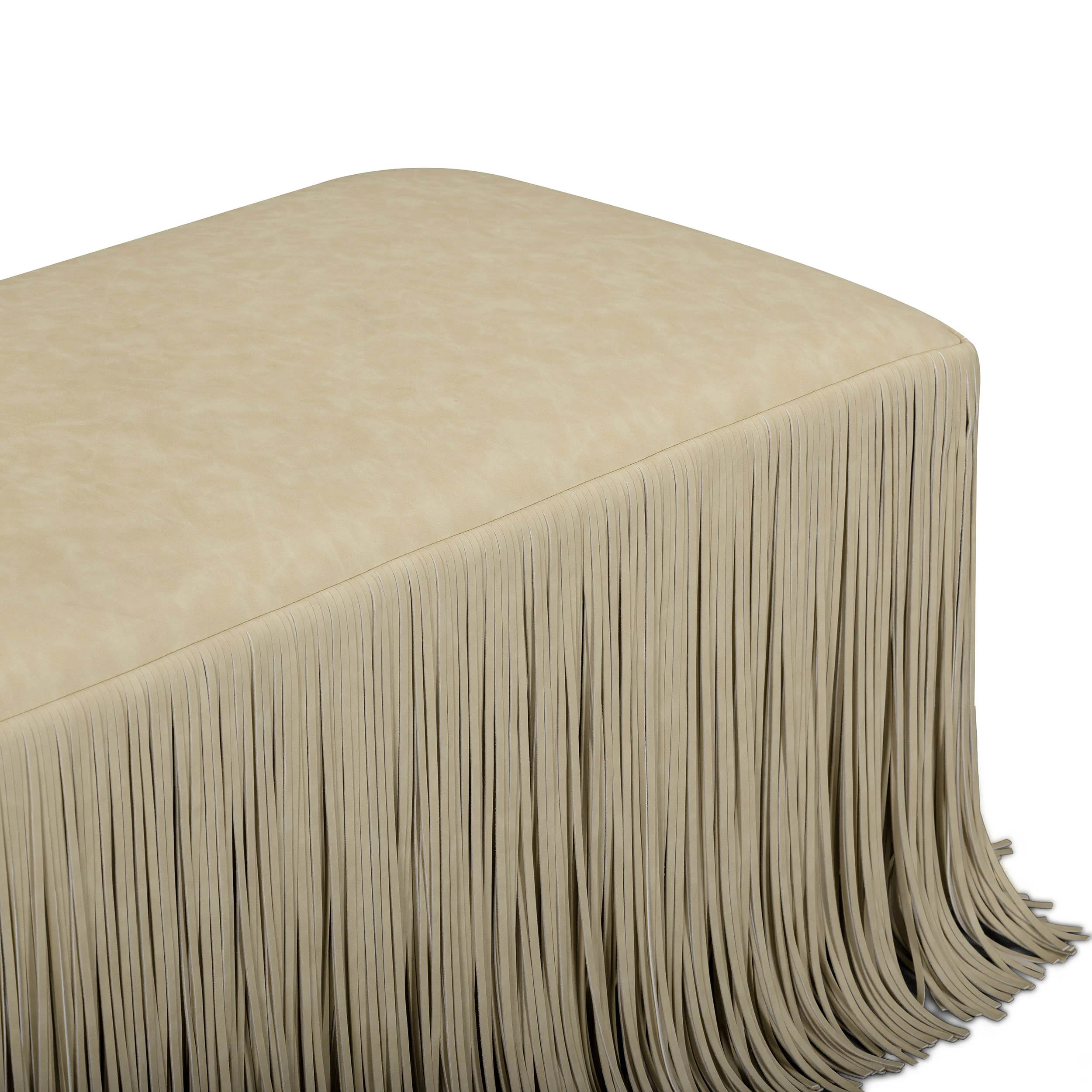Shag Me Vegan Leather Bench, Tan - Image 4