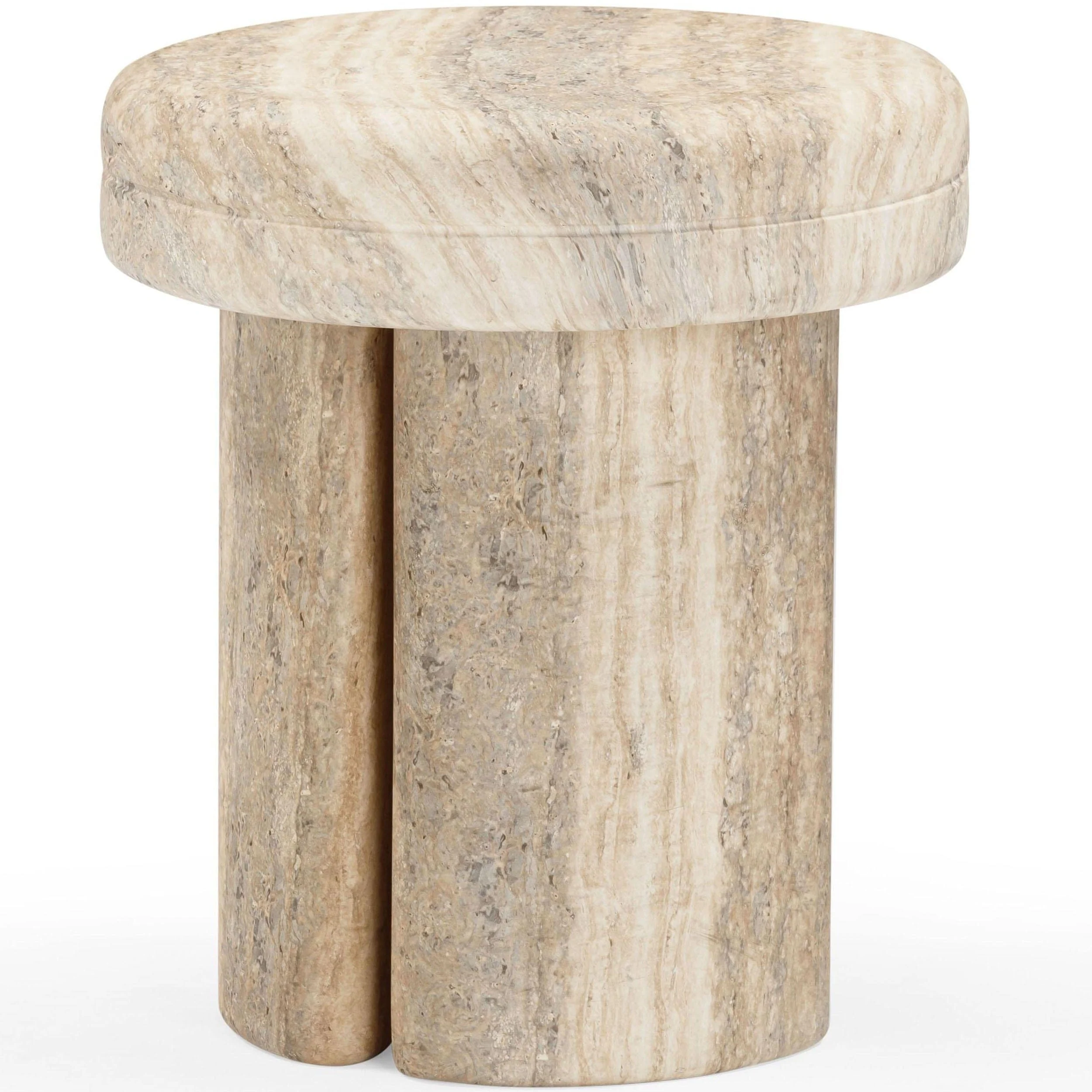 Sheila Side Table, Travertine Finish