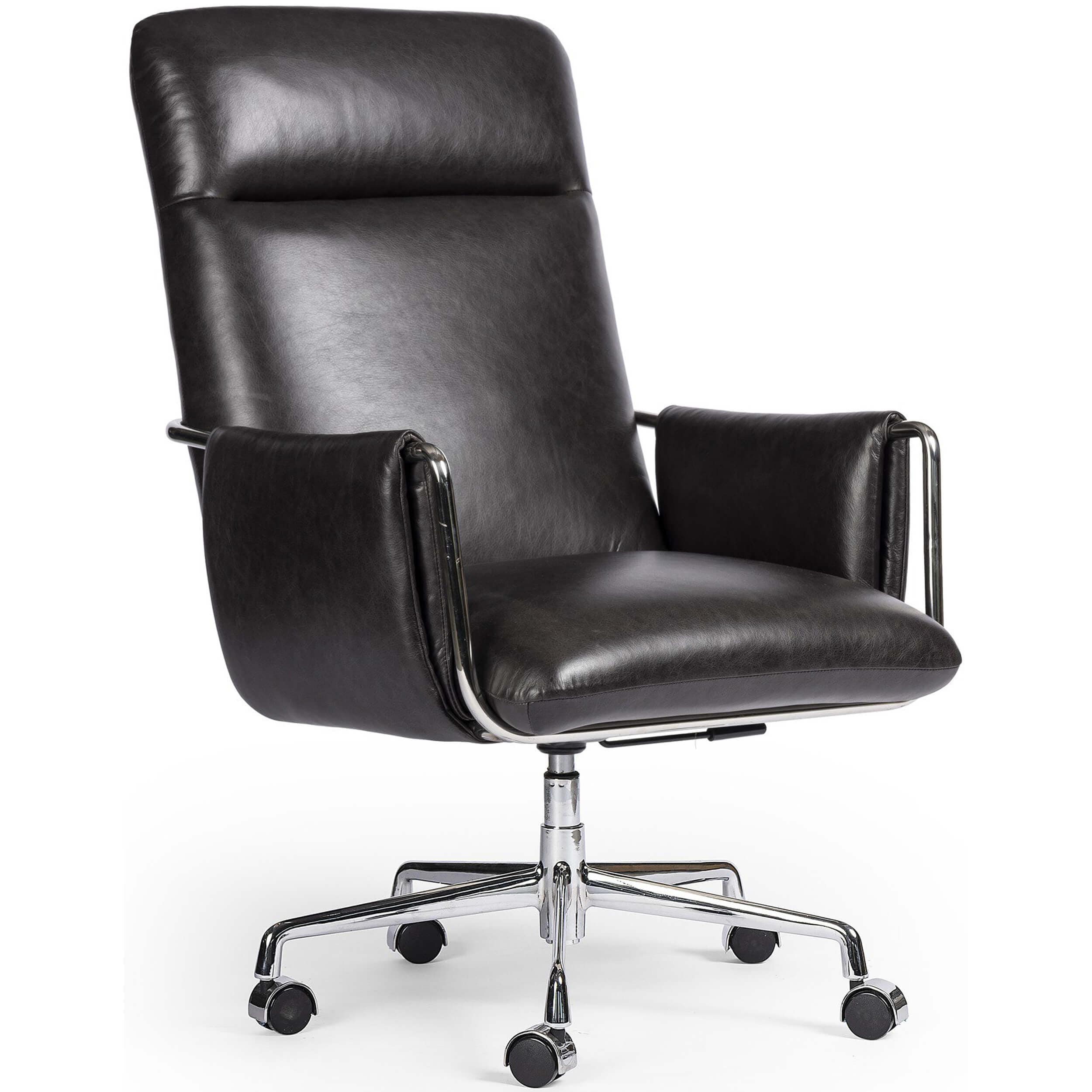 Sherman Leather Desk Chair, Sonoma Black by Four Hands