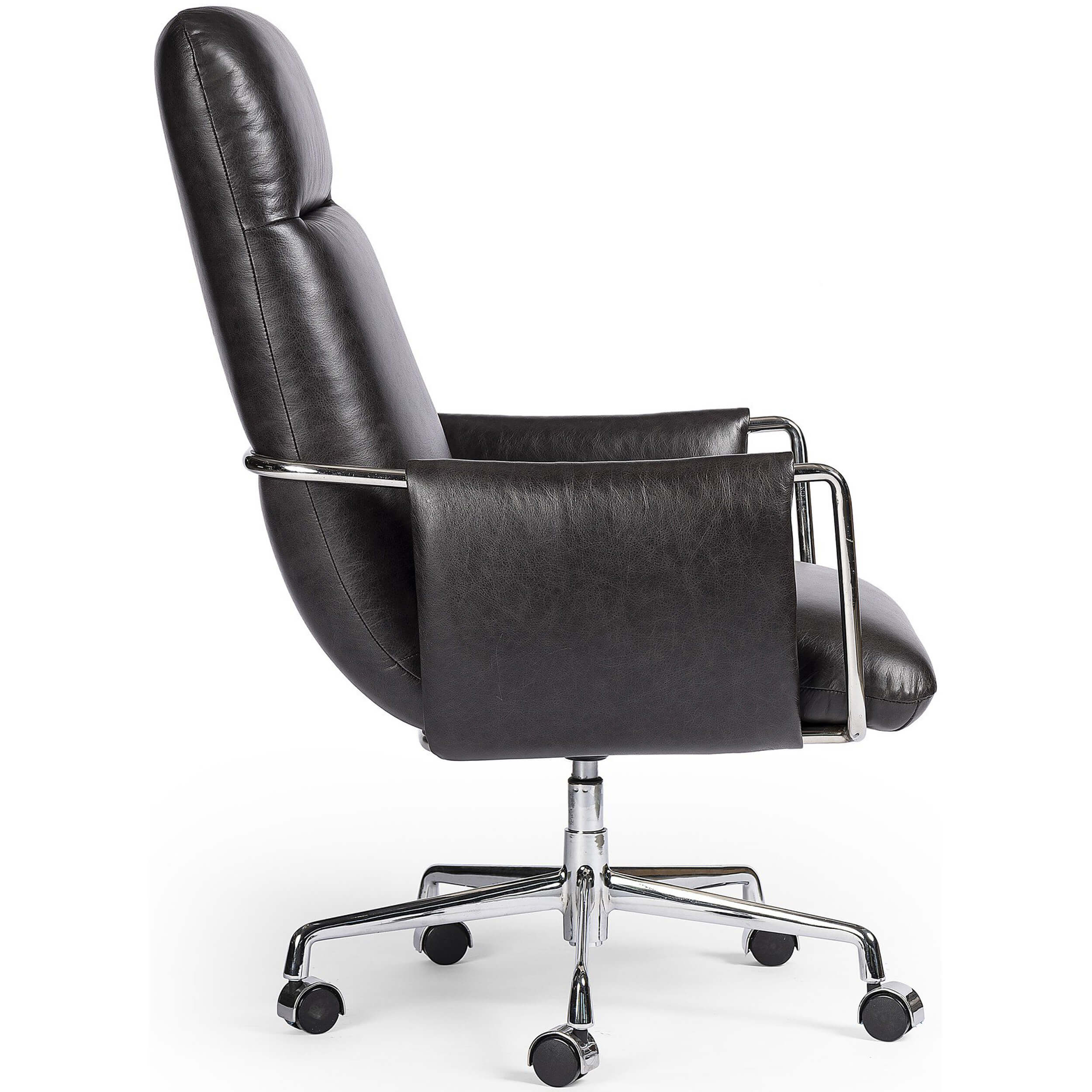 Sherman Leather Desk Chair, Sonoma Black by Four Hands - Image 3
