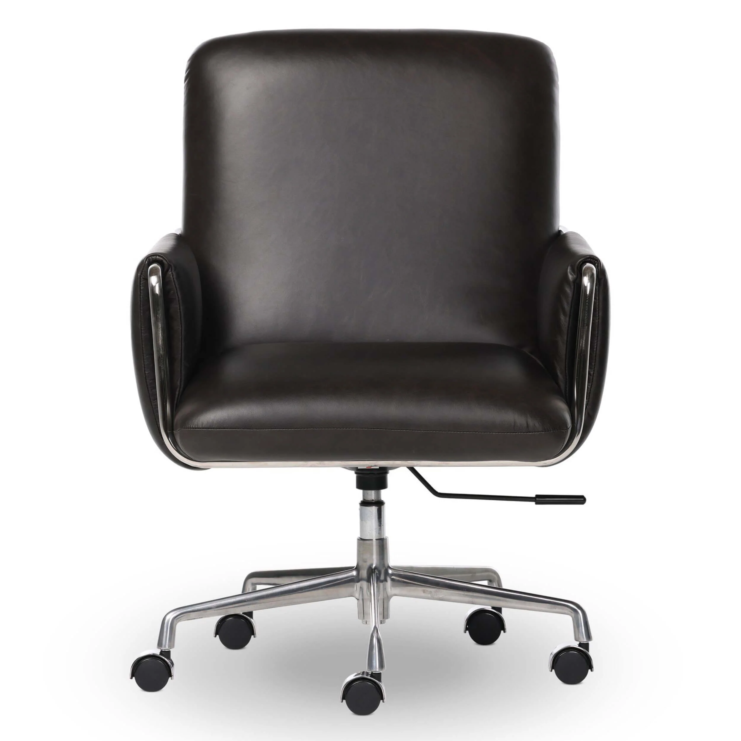 Sherman Lowback Leather Desk Chair, Sonoma Black by Four Hands - Image 2