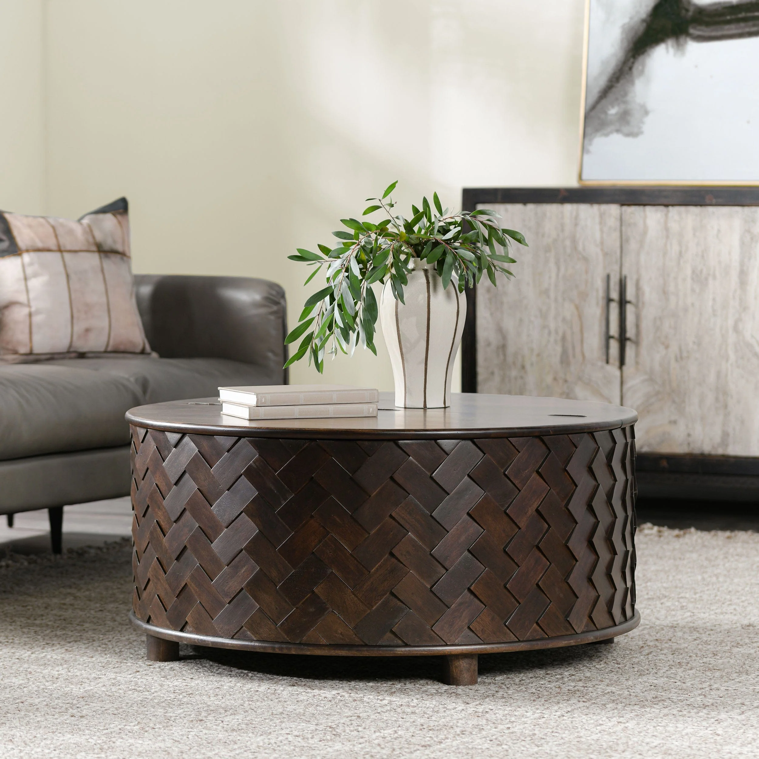 Shira Round Coffee Table, Kona Brown - Image 6